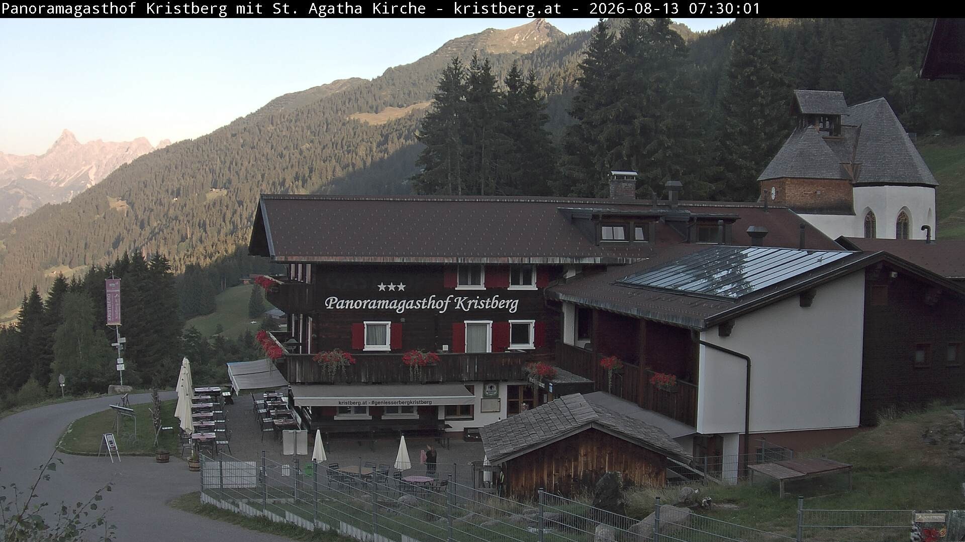 Archived image Webcam Restaurant "Panoramagasthof Kristberg" in Silbertal