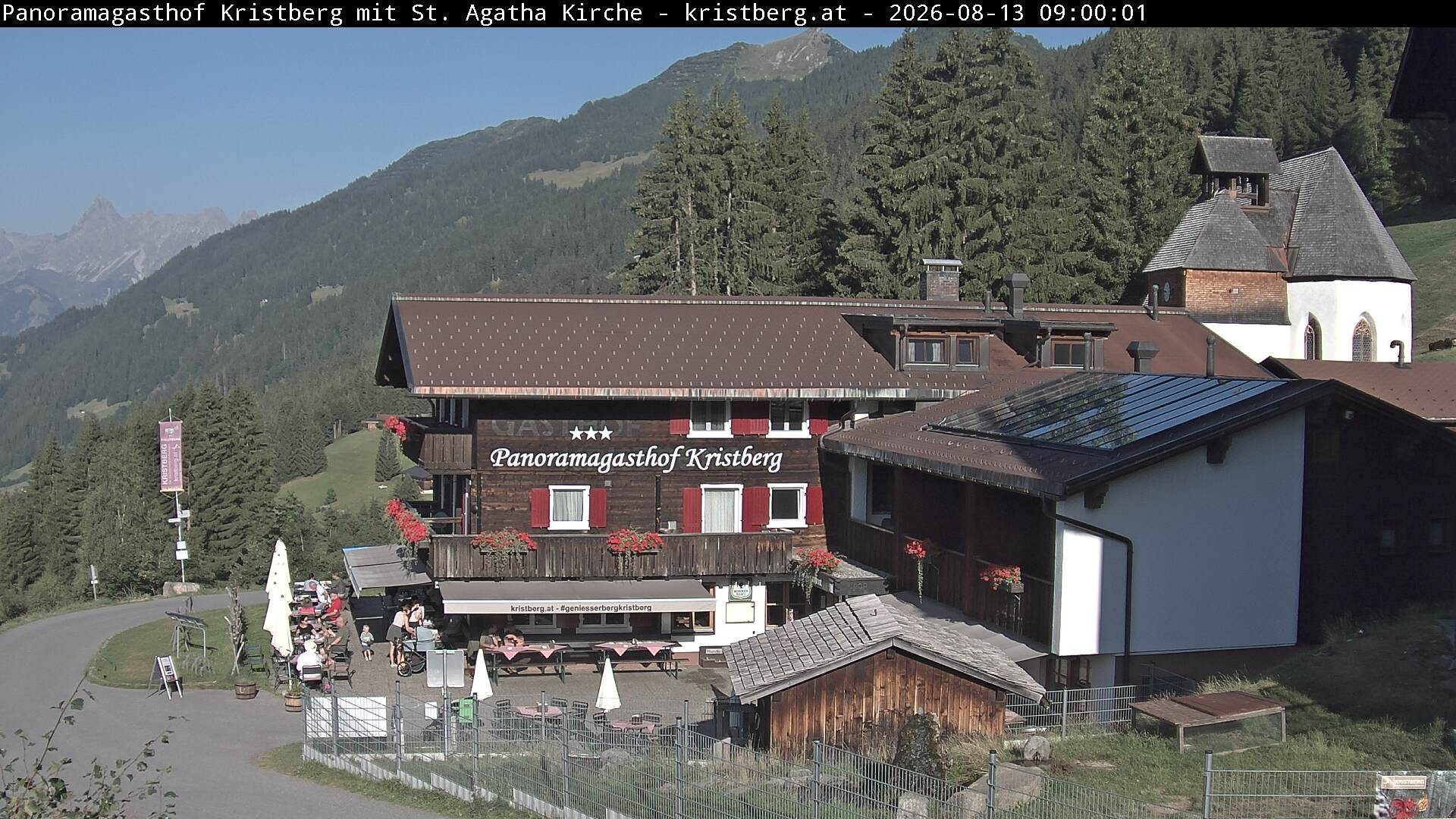 Archived image Webcam Restaurant "Panoramagasthof Kristberg" in Silbertal