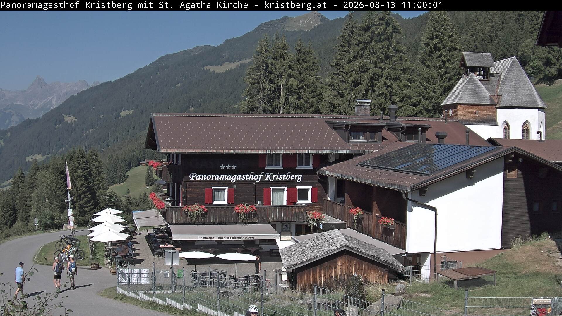 Archived image Webcam Restaurant "Panoramagasthof Kristberg" in Silbertal