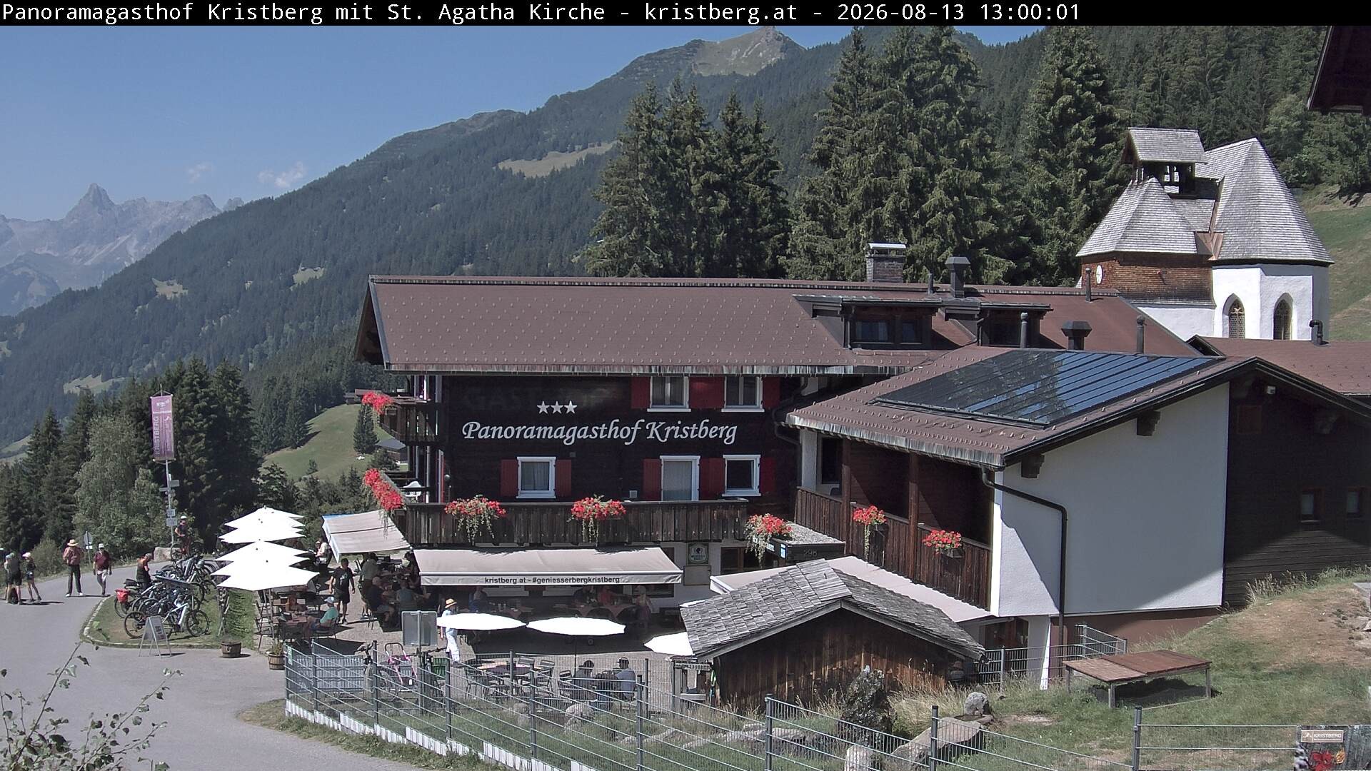 Archived image Webcam Restaurant "Panoramagasthof Kristberg" in Silbertal