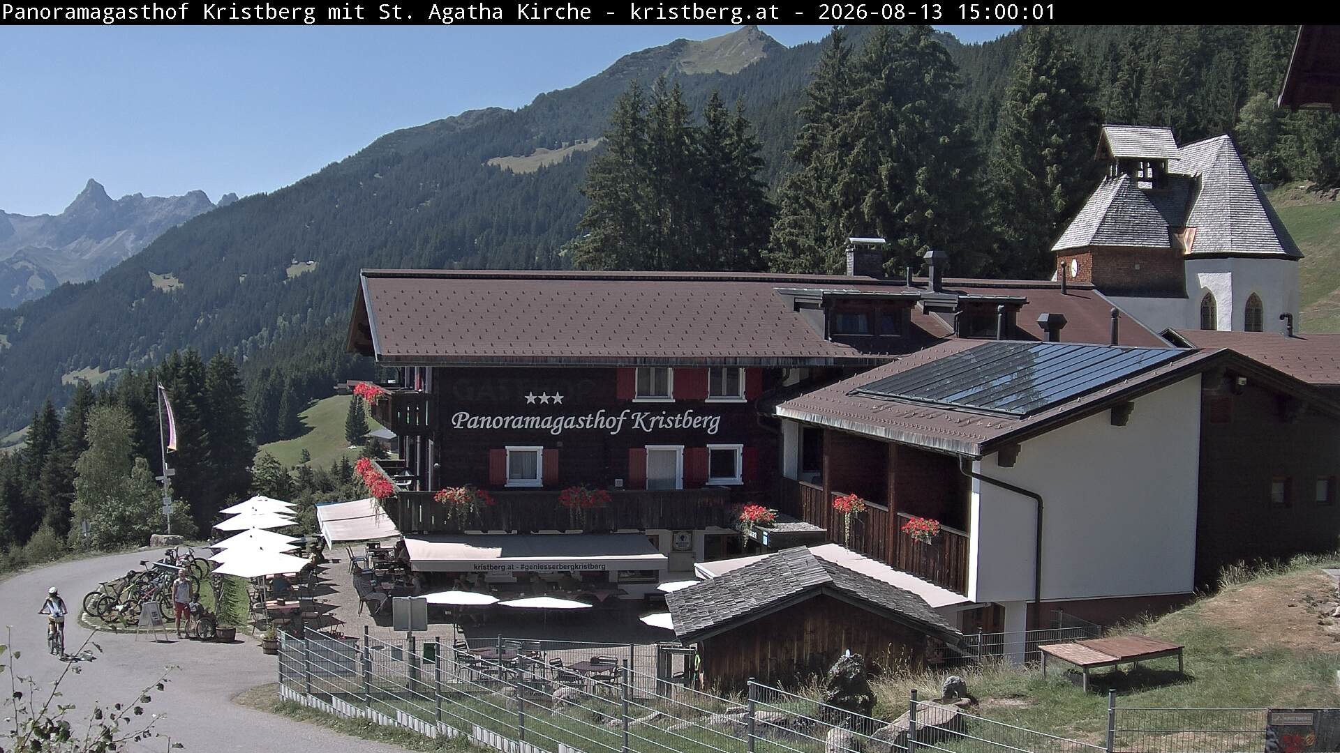 Archived image Webcam Restaurant "Panoramagasthof Kristberg" in Silbertal