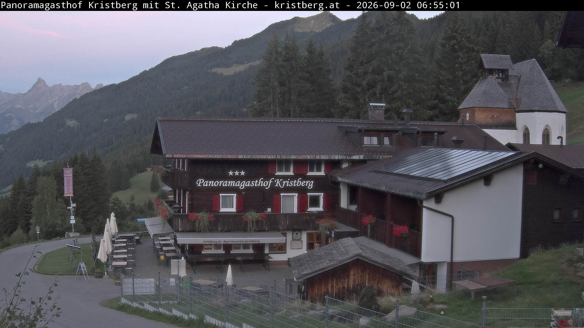 Archived image Webcam Restaurant "Panoramagasthof Kristberg" in Silbertal