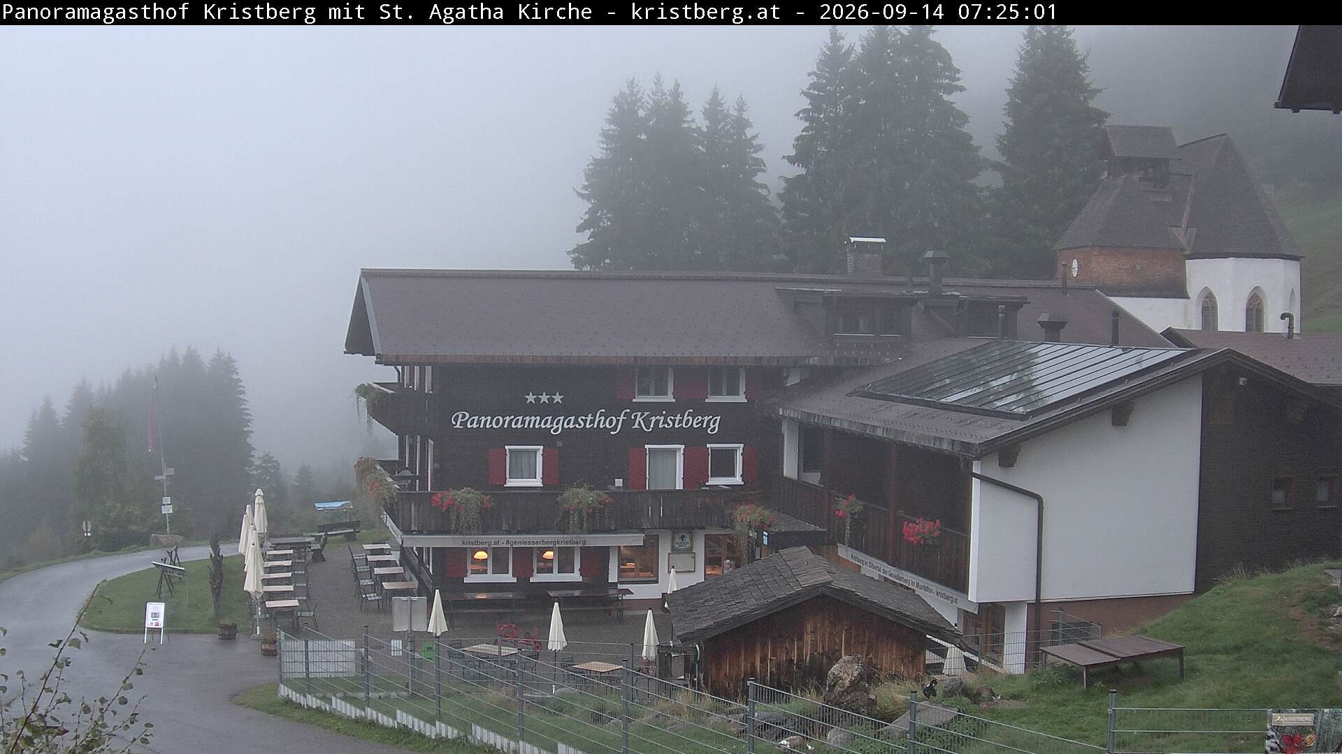 Archived image Webcam Restaurant "Panoramagasthof Kristberg" in Silbertal