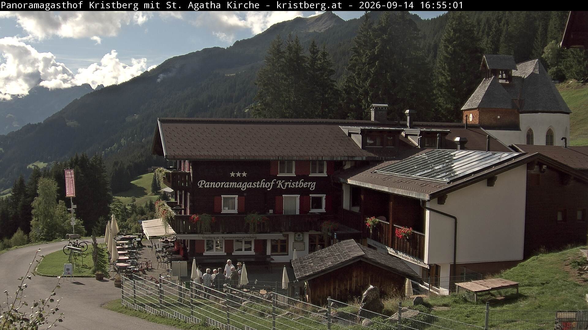 Archived image Webcam Restaurant "Panoramagasthof Kristberg" in Silbertal