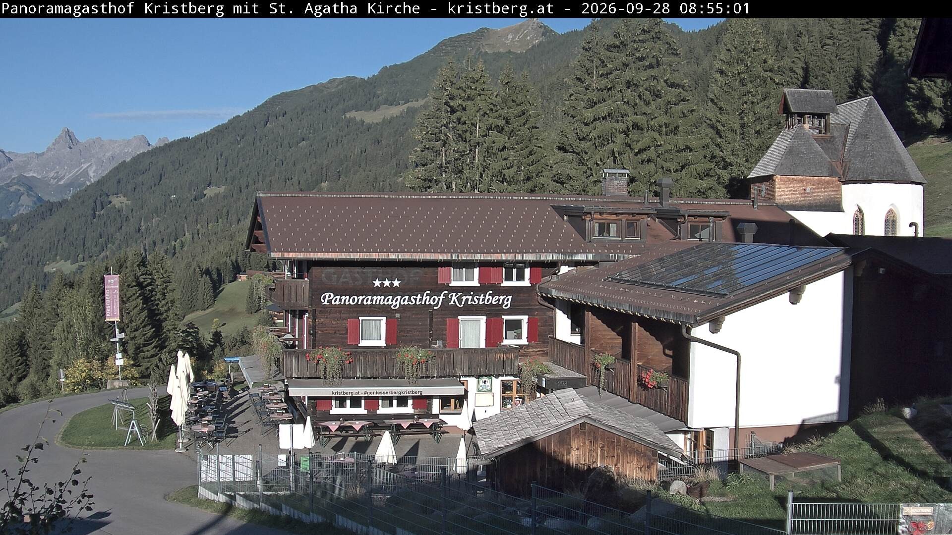 Archived image Webcam Restaurant "Panoramagasthof Kristberg" in Silbertal