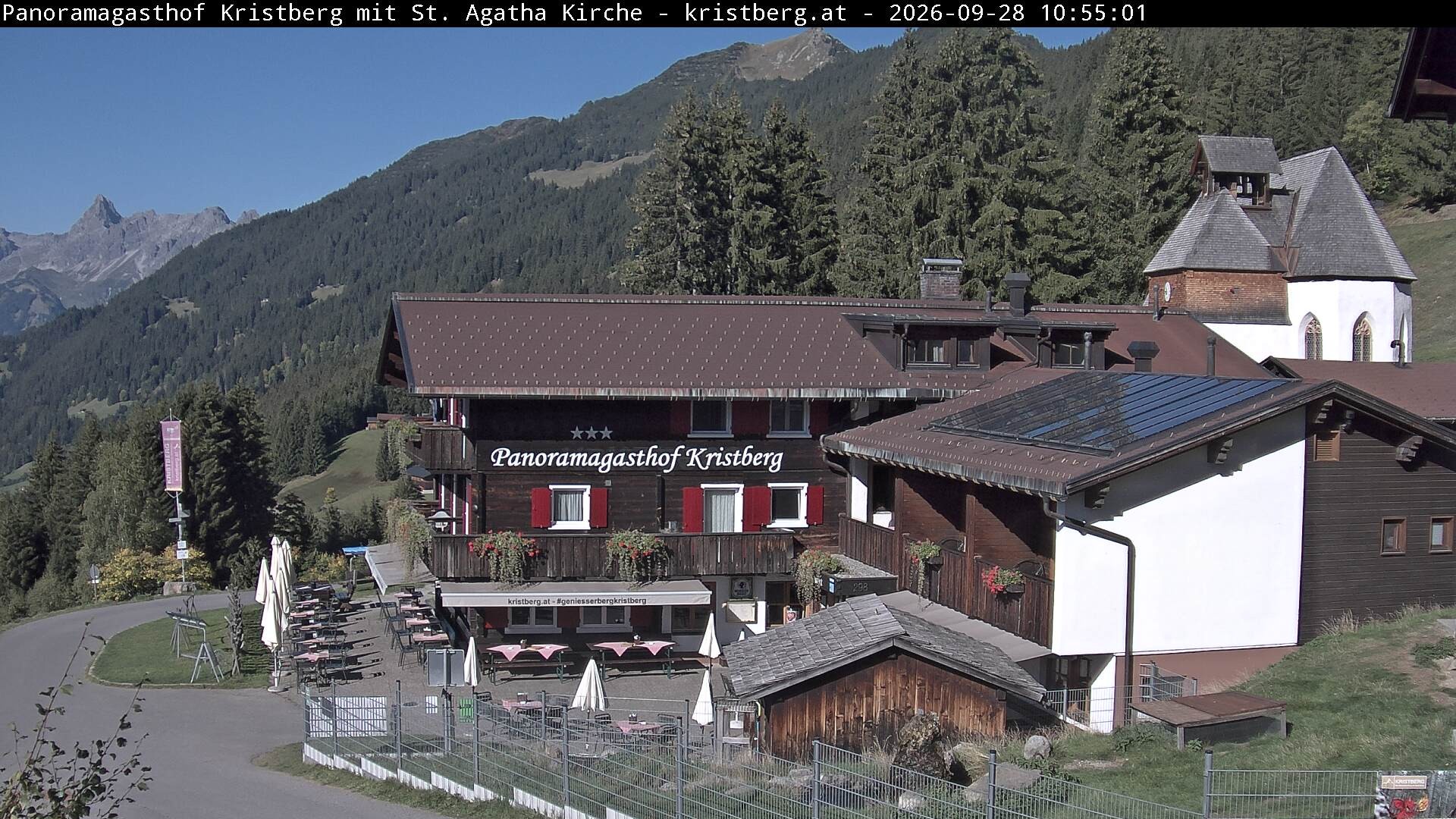 Archived image Webcam Restaurant "Panoramagasthof Kristberg" in Silbertal