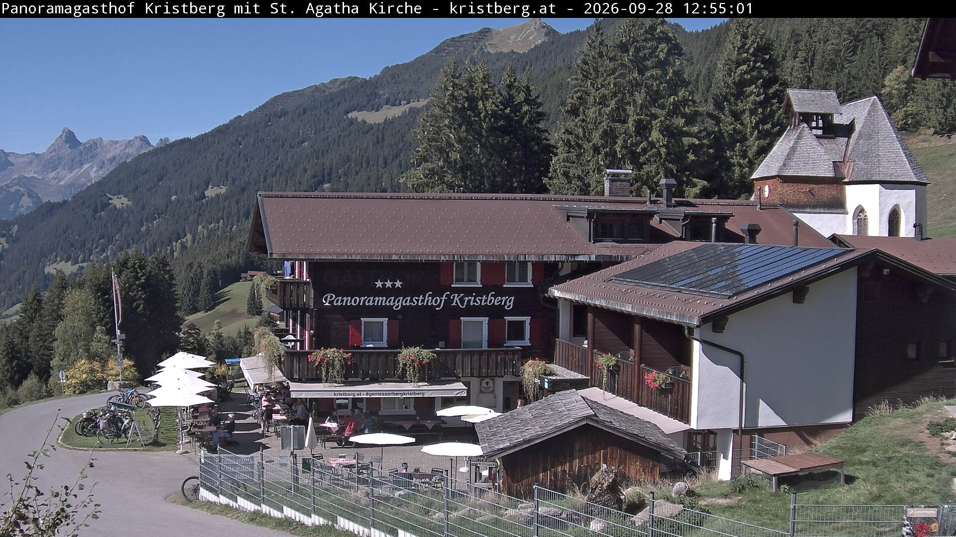 Archived image Webcam Restaurant "Panoramagasthof Kristberg" in Silbertal