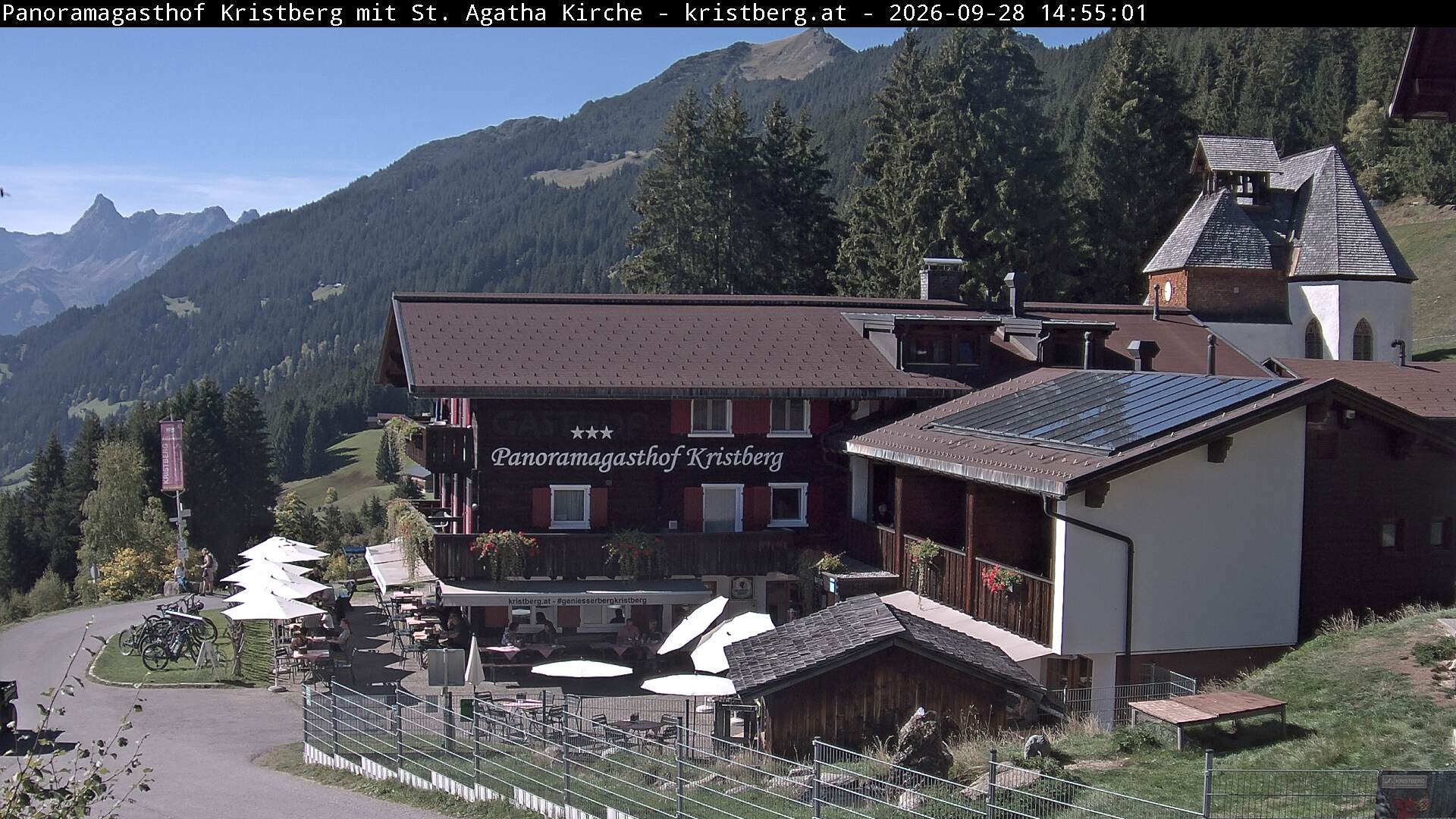 Archived image Webcam Restaurant "Panoramagasthof Kristberg" in Silbertal