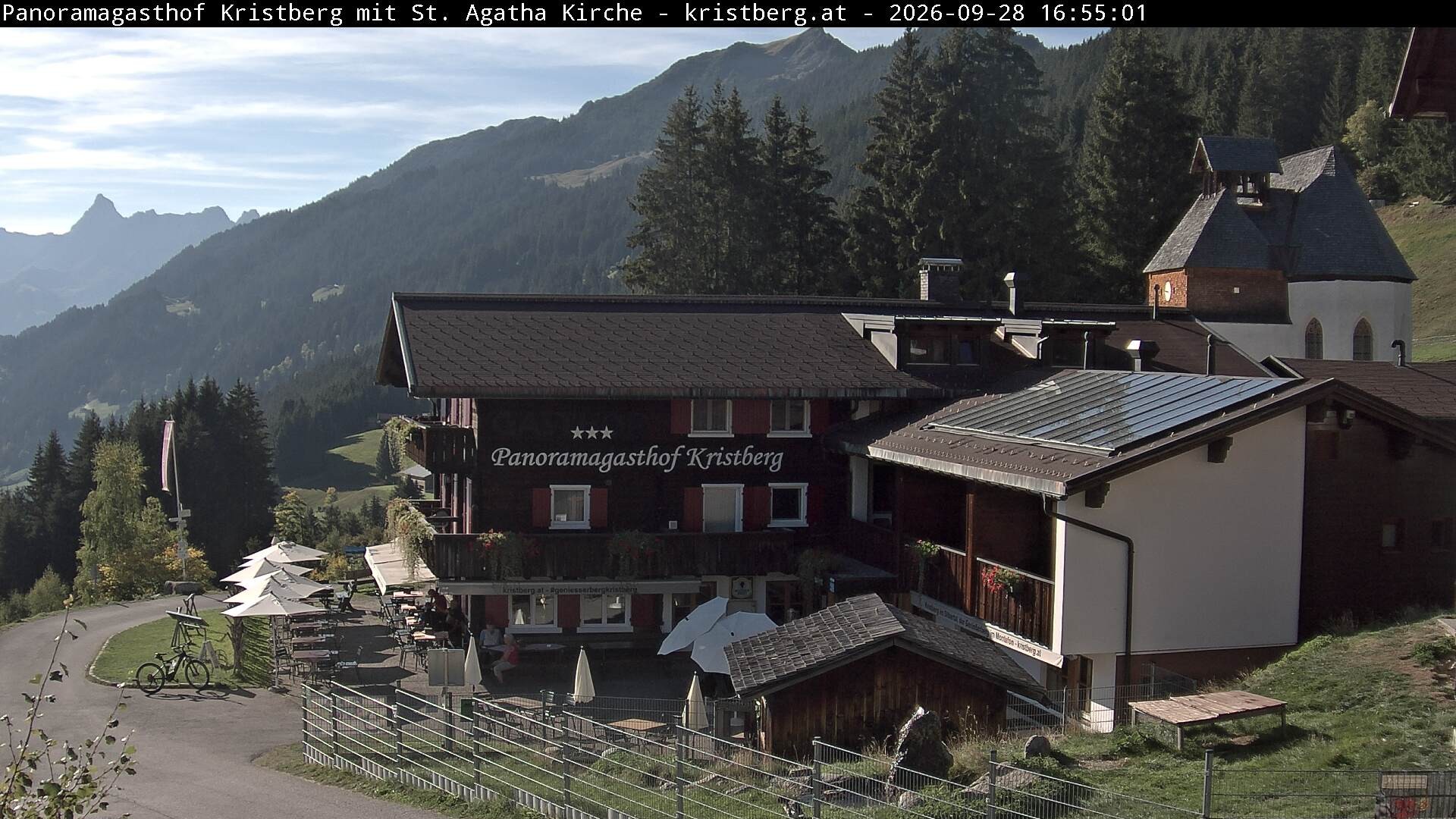 Archived image Webcam Restaurant "Panoramagasthof Kristberg" in Silbertal