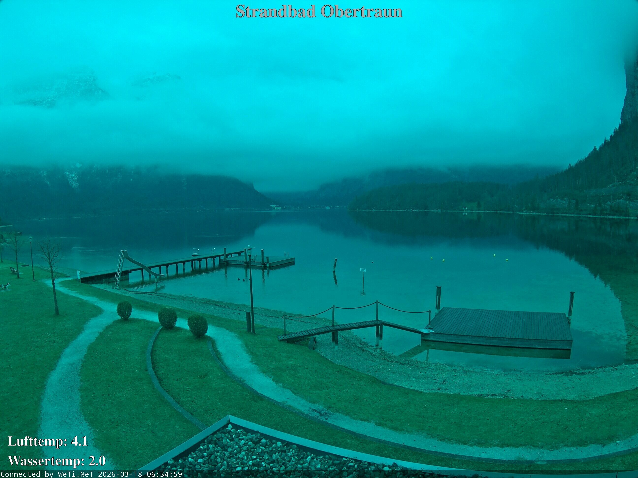 Archiv Foto Webcam Hallstätter See: Strandbad Obertraun