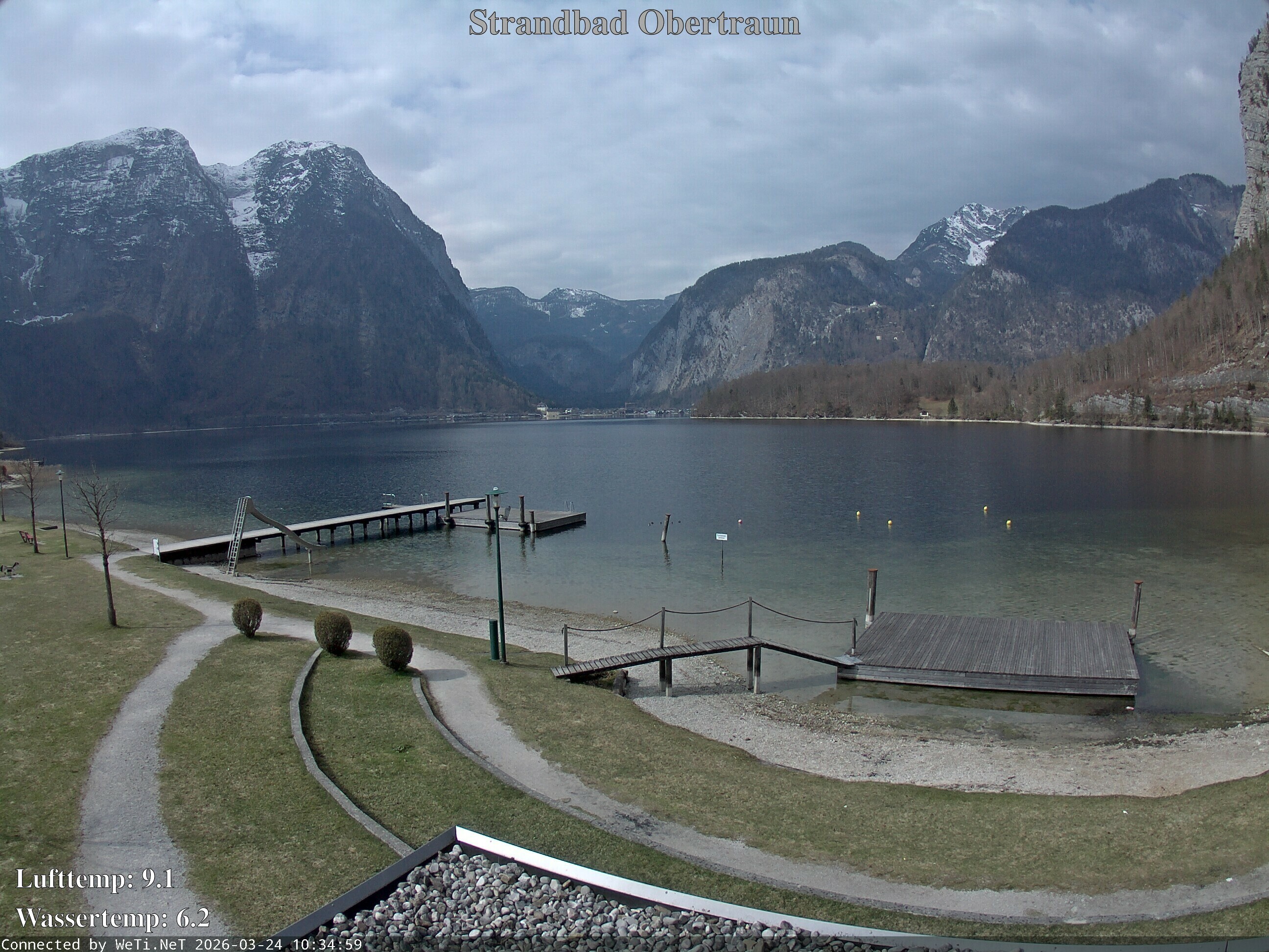 Archiv Foto Webcam Hallstätter See: Strandbad Obertraun