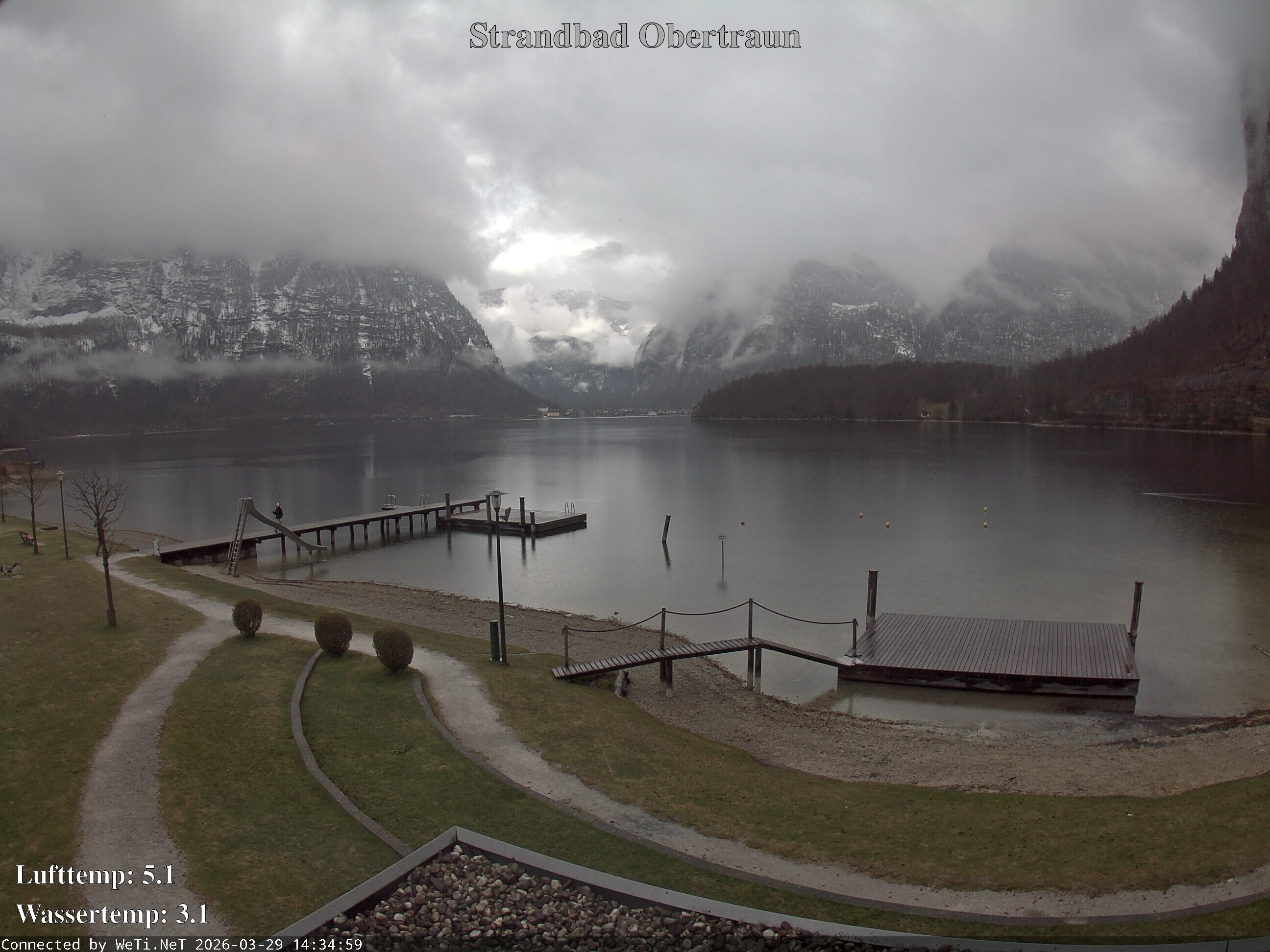 Archiv Foto Webcam Hallstätter See: Strandbad Obertraun