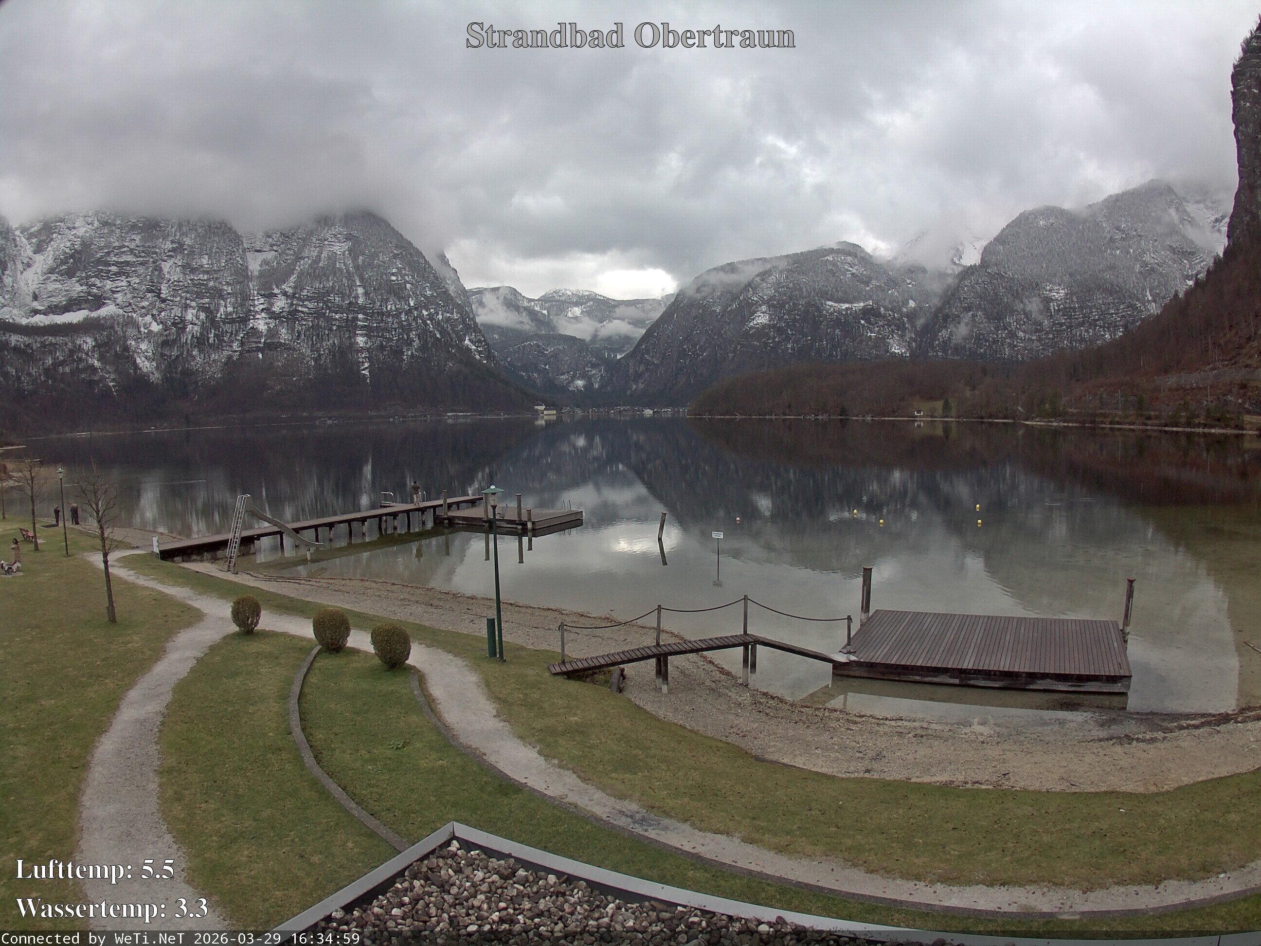 Archiv Foto Webcam Hallstätter See: Strandbad Obertraun