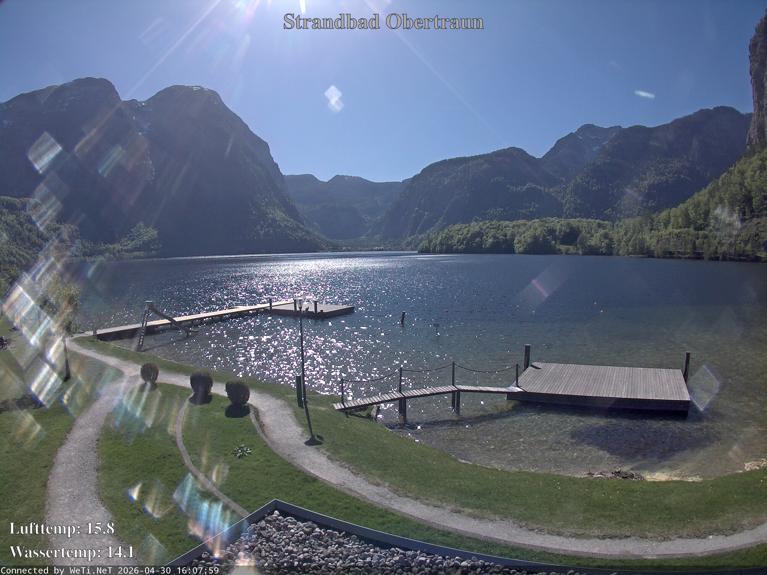 Archiv Foto Webcam Hallstätter See: Strandbad Obertraun