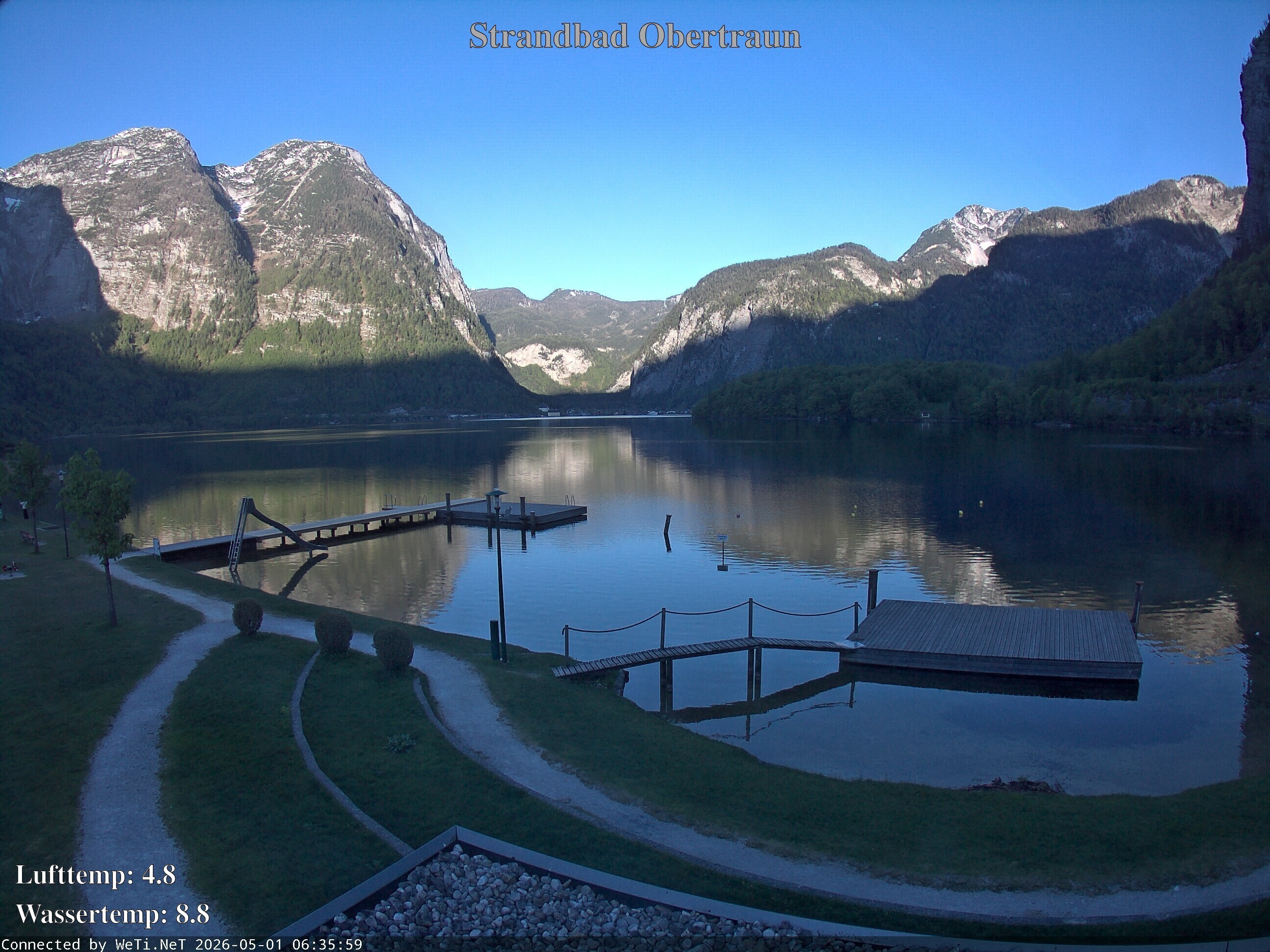 Archiv Foto Webcam Hallstätter See: Strandbad Obertraun