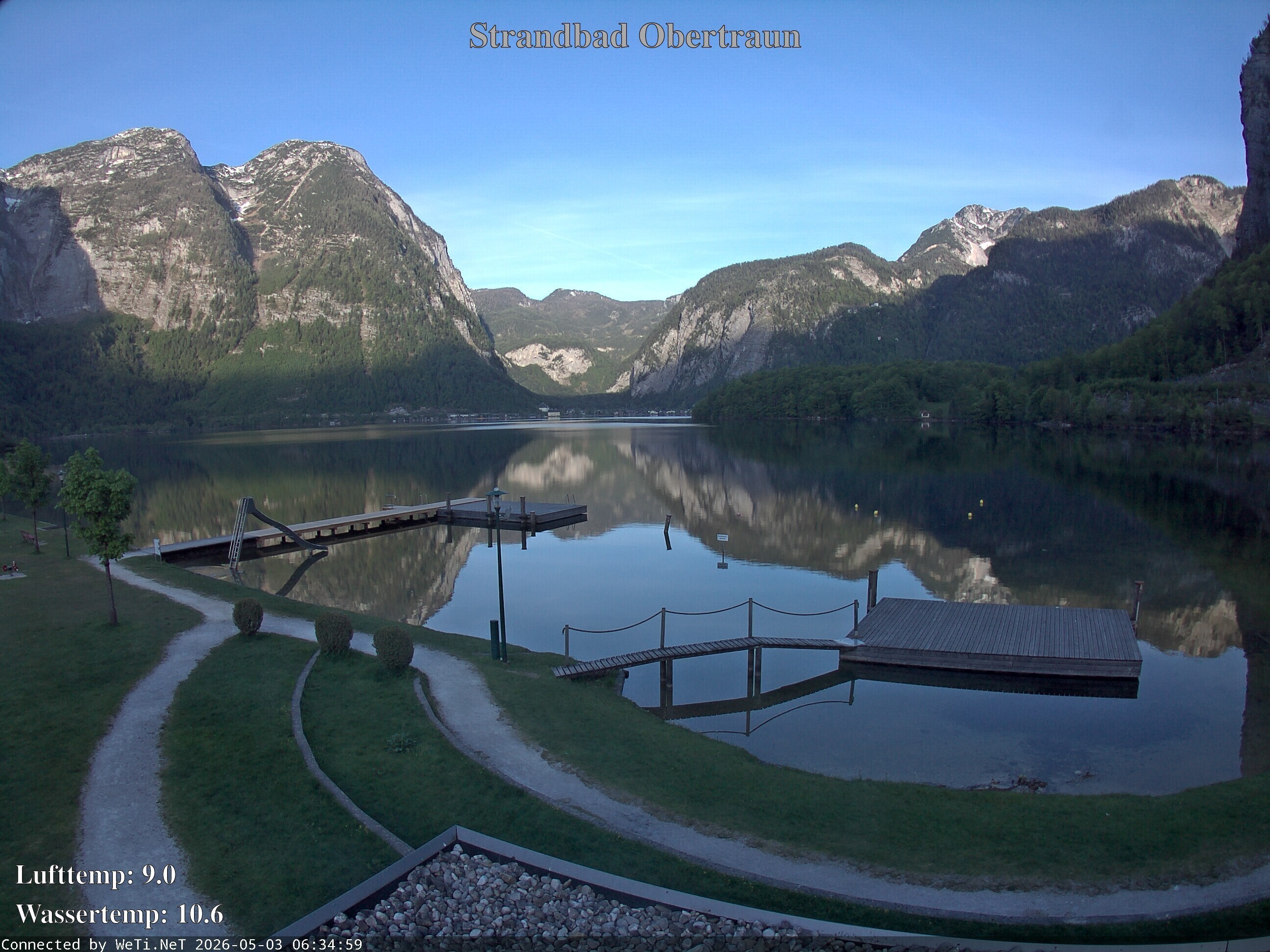 Archiv Foto Webcam Hallstätter See: Strandbad Obertraun