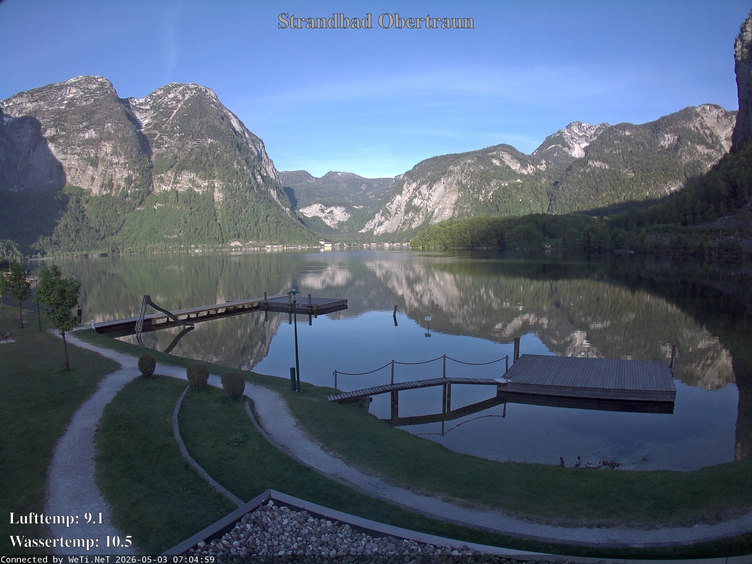 Archiv Foto Webcam Hallstätter See: Strandbad Obertraun