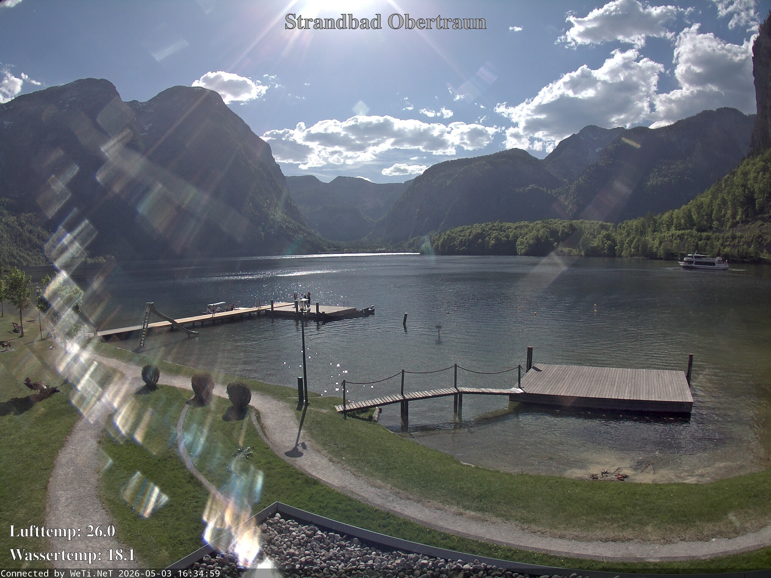 Archiv Foto Webcam Hallstätter See: Strandbad Obertraun