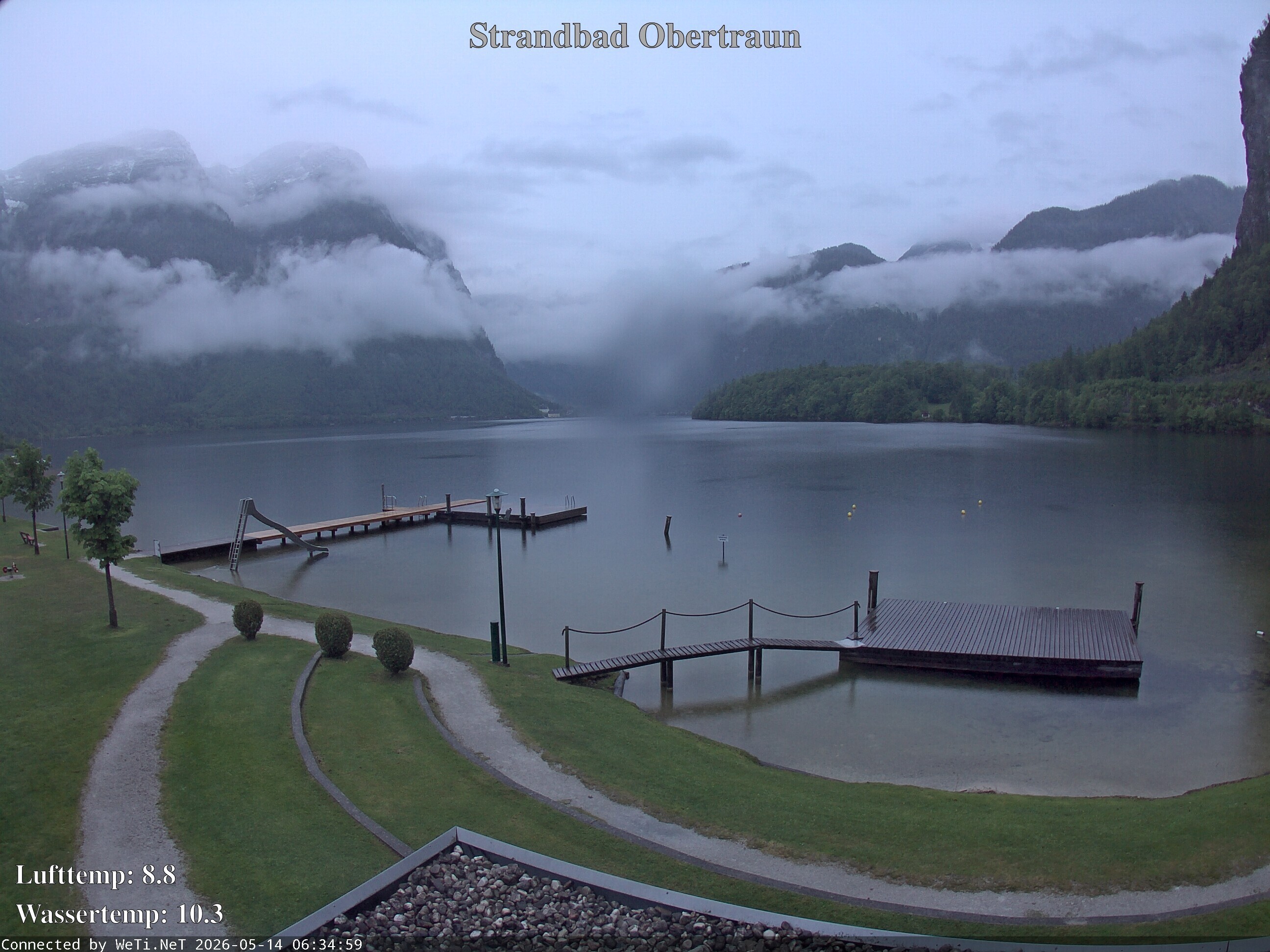 Archiv Foto Webcam Hallstätter See: Strandbad Obertraun