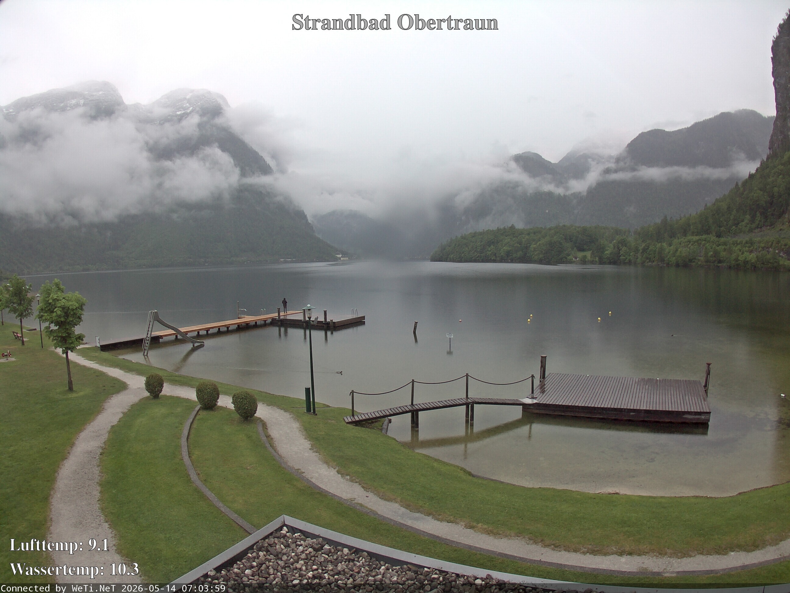Archiv Foto Webcam Hallstätter See: Strandbad Obertraun