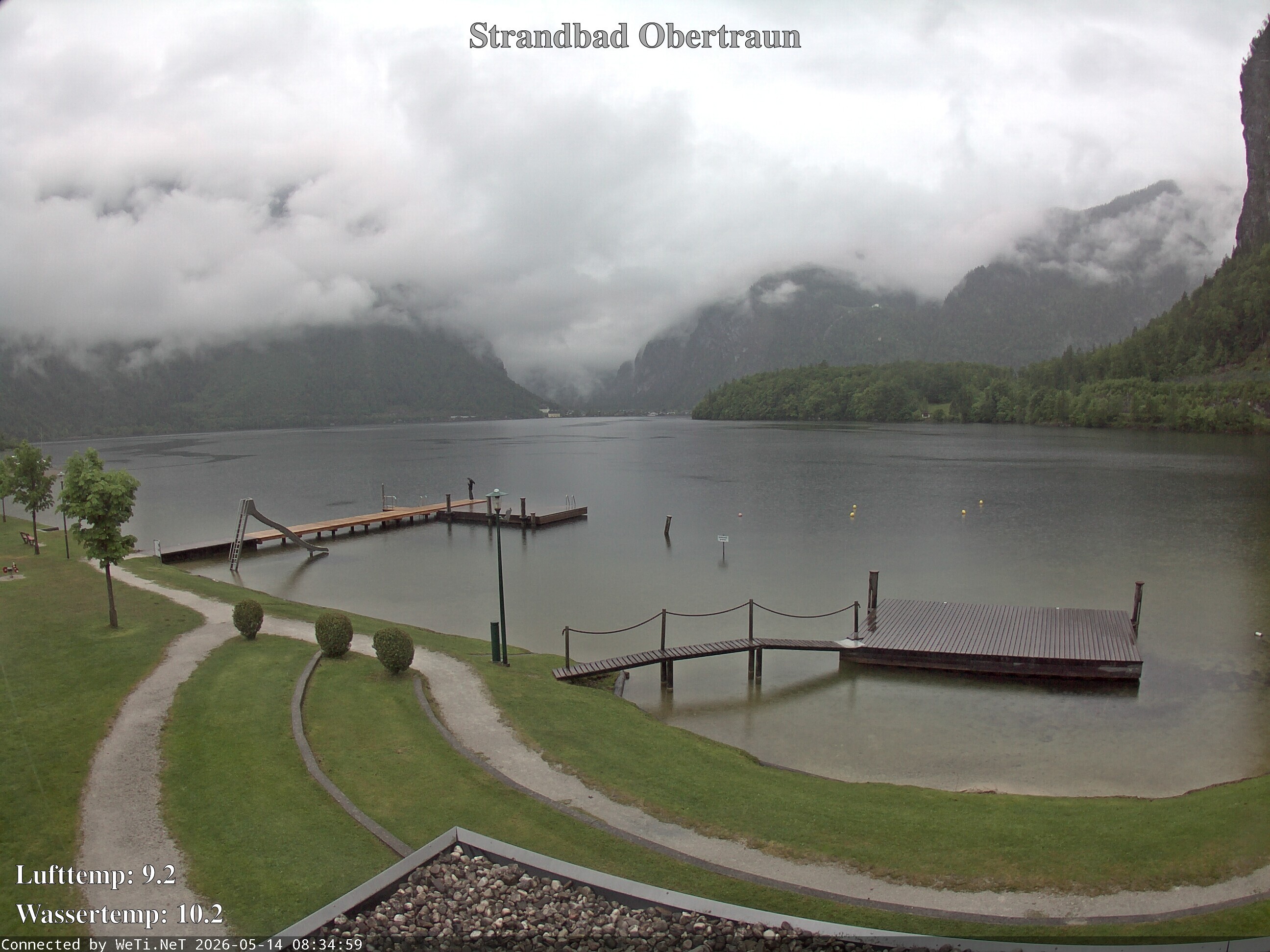 Archiv Foto Webcam Hallstätter See: Strandbad Obertraun
