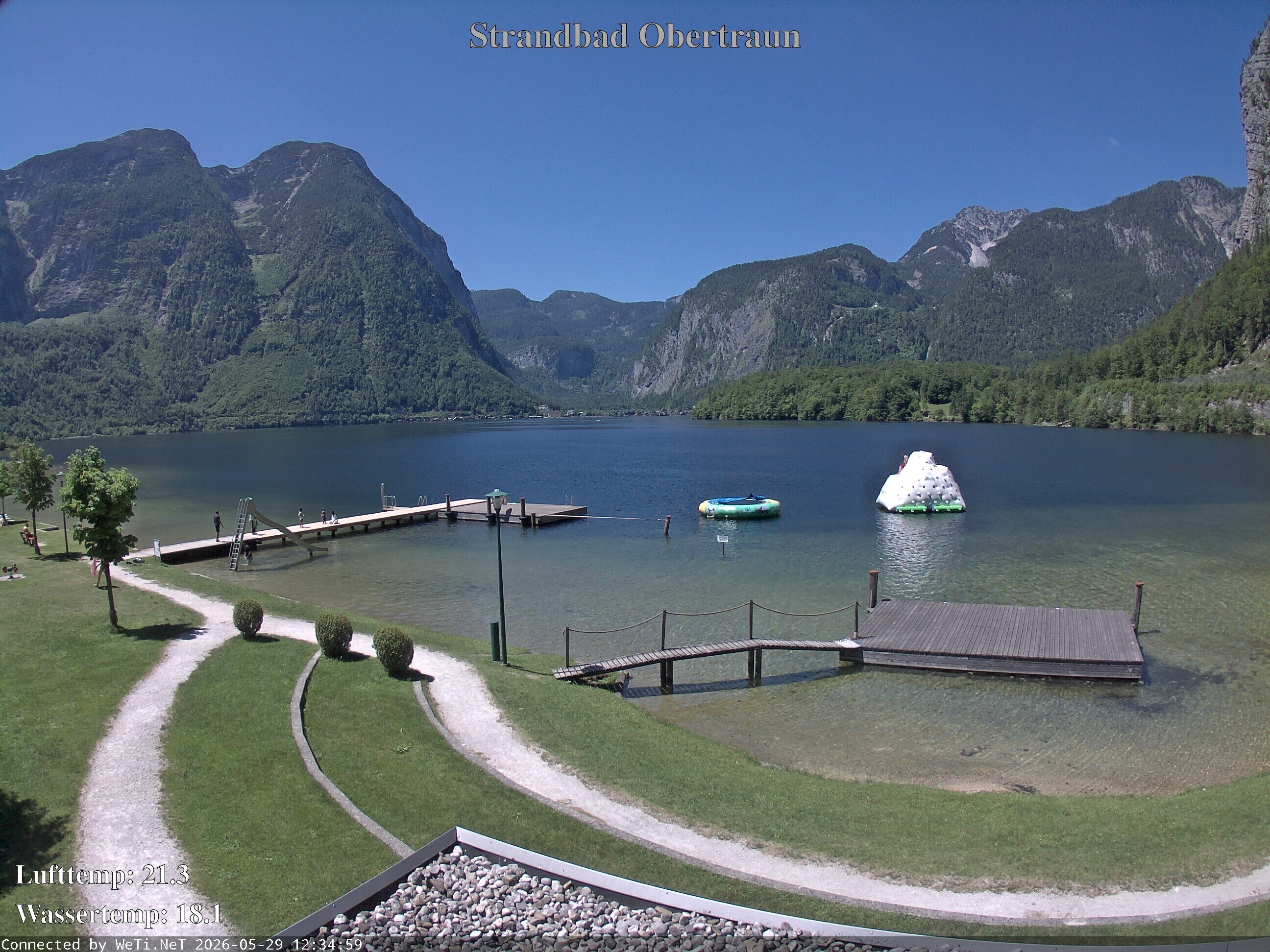 Archiv Foto Webcam Hallstätter See: Strandbad Obertraun