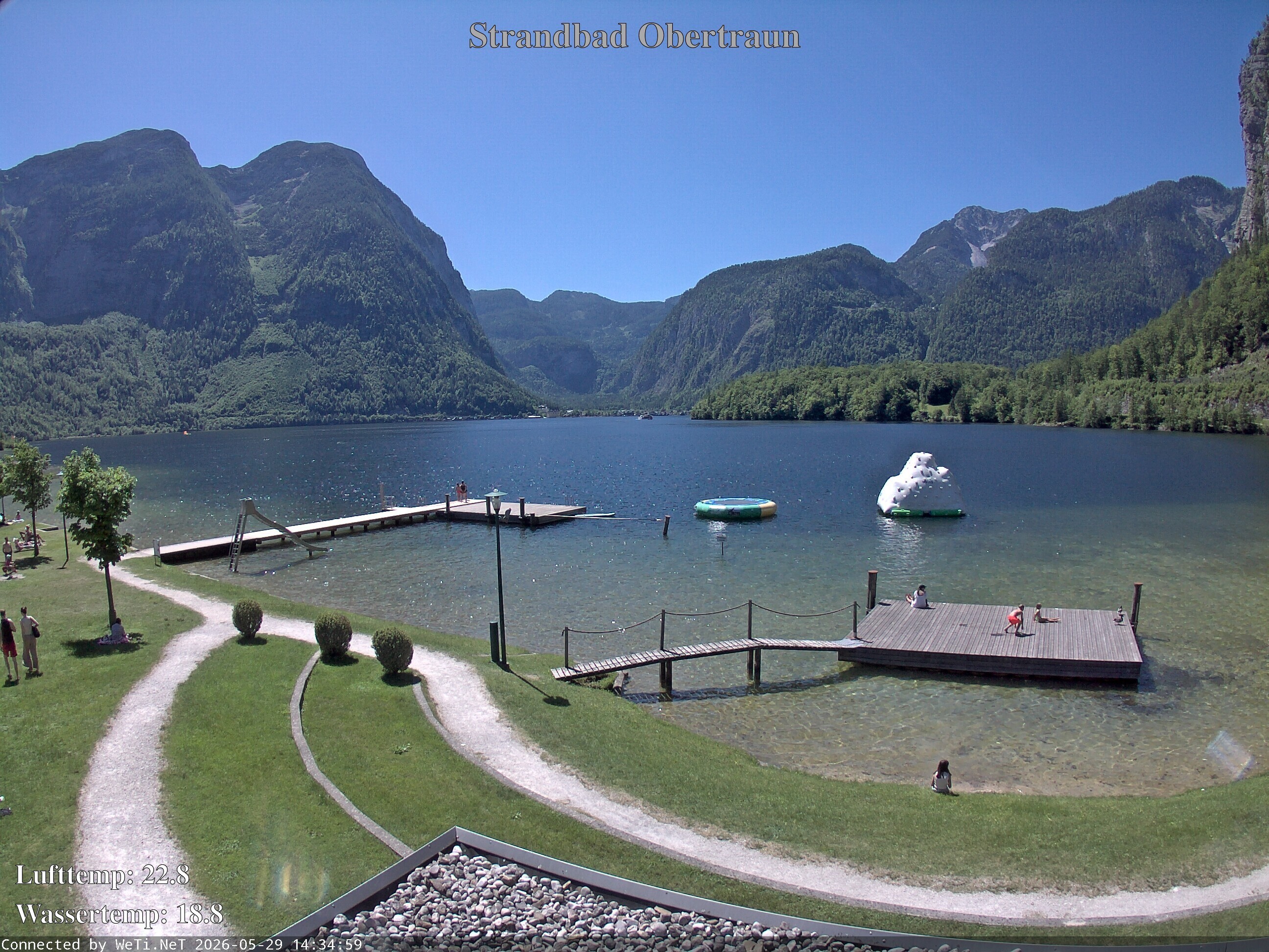 Archiv Foto Webcam Hallstätter See: Strandbad Obertraun