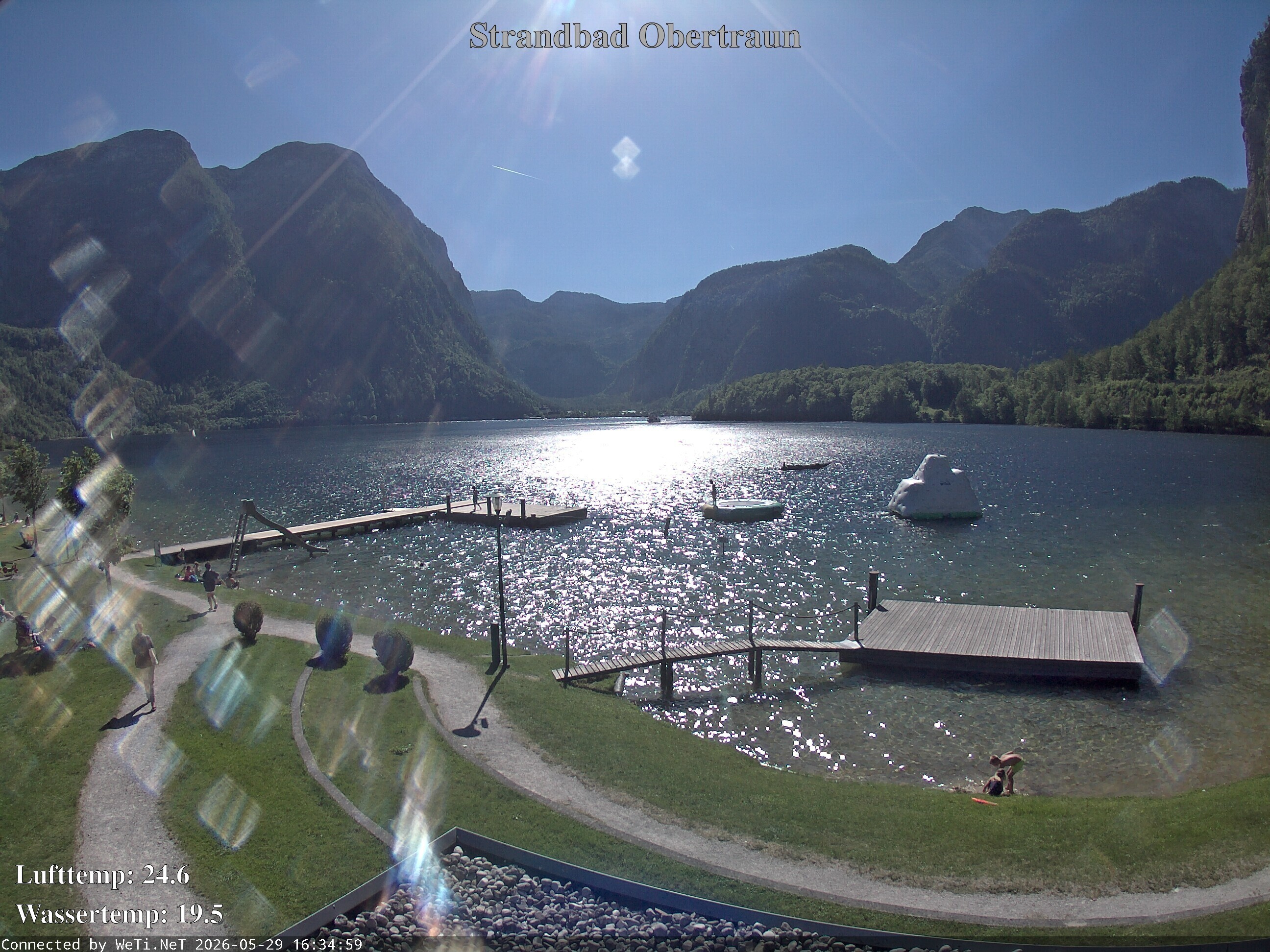 Archiv Foto Webcam Hallstätter See: Strandbad Obertraun