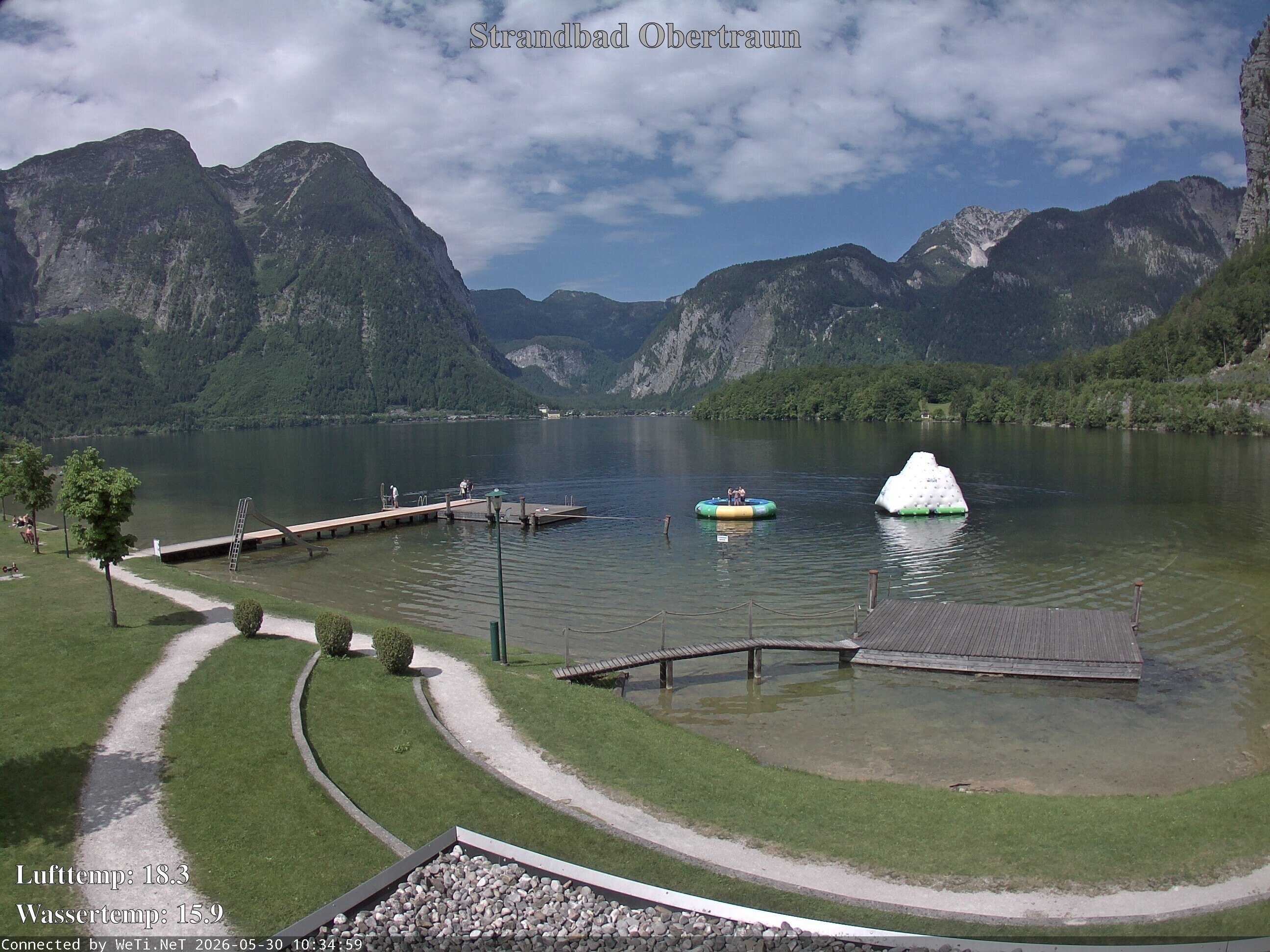 Archiv Foto Webcam Hallstätter See: Strandbad Obertraun