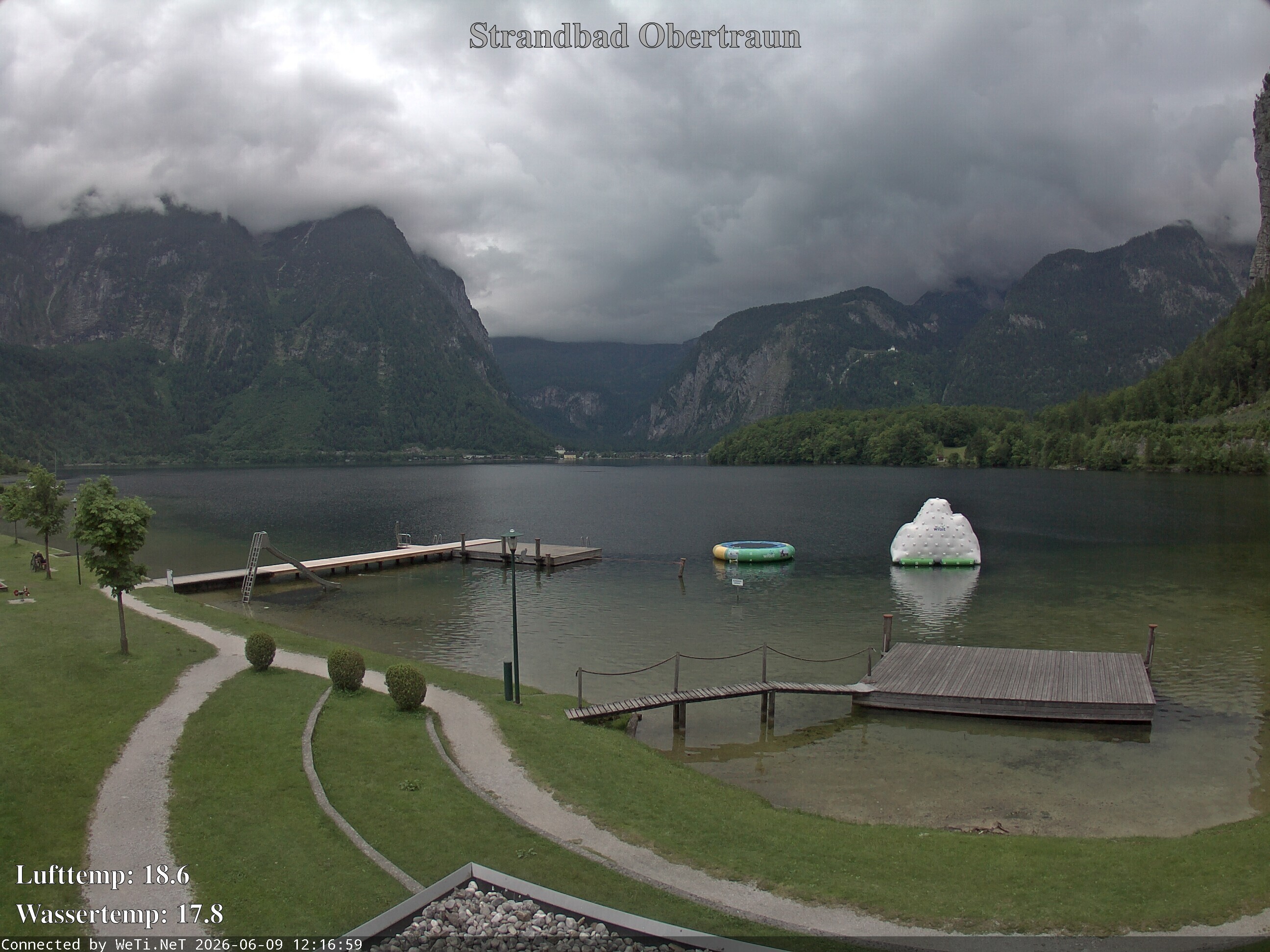 Archiv Foto Webcam Hallstätter See: Strandbad Obertraun
