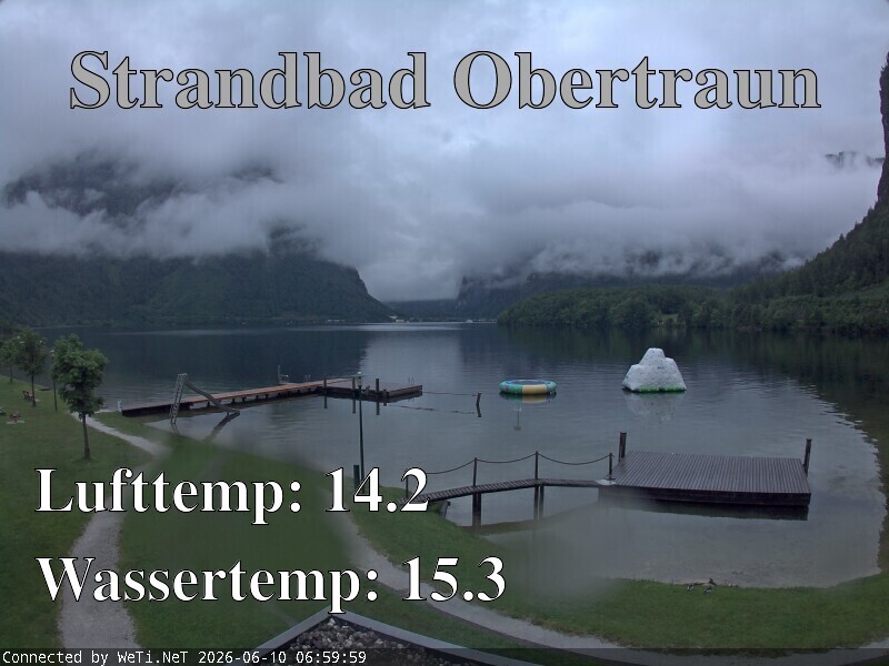Archiv Foto Webcam Hallstätter See: Strandbad Obertraun