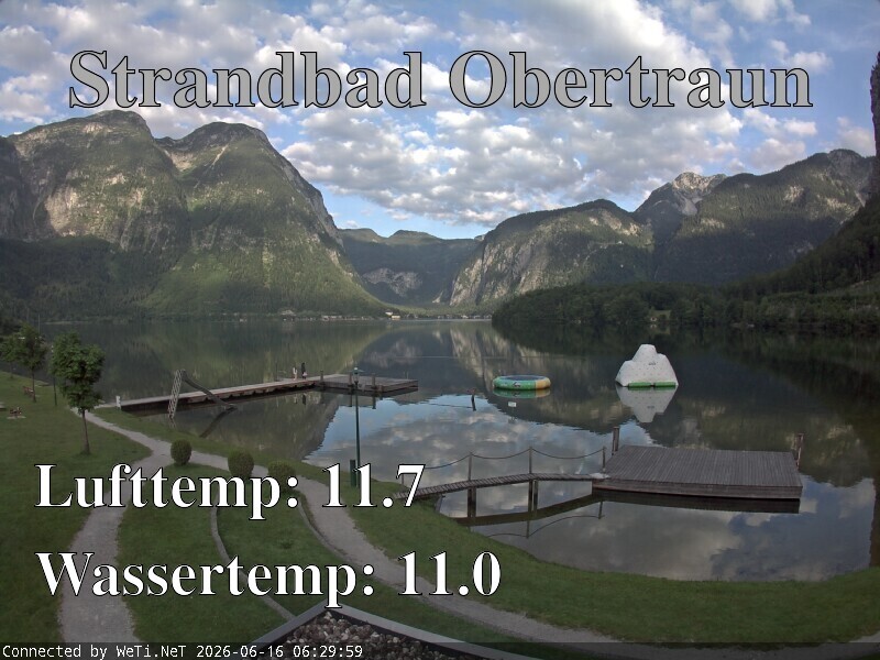 Archiv Foto Webcam Hallstätter See: Strandbad Obertraun