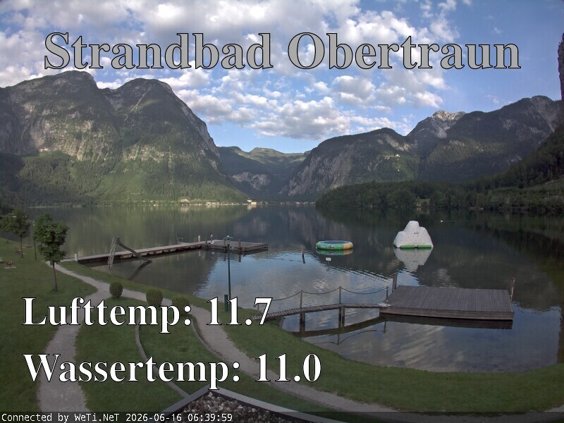 Archiv Foto Webcam Hallstätter See: Strandbad Obertraun