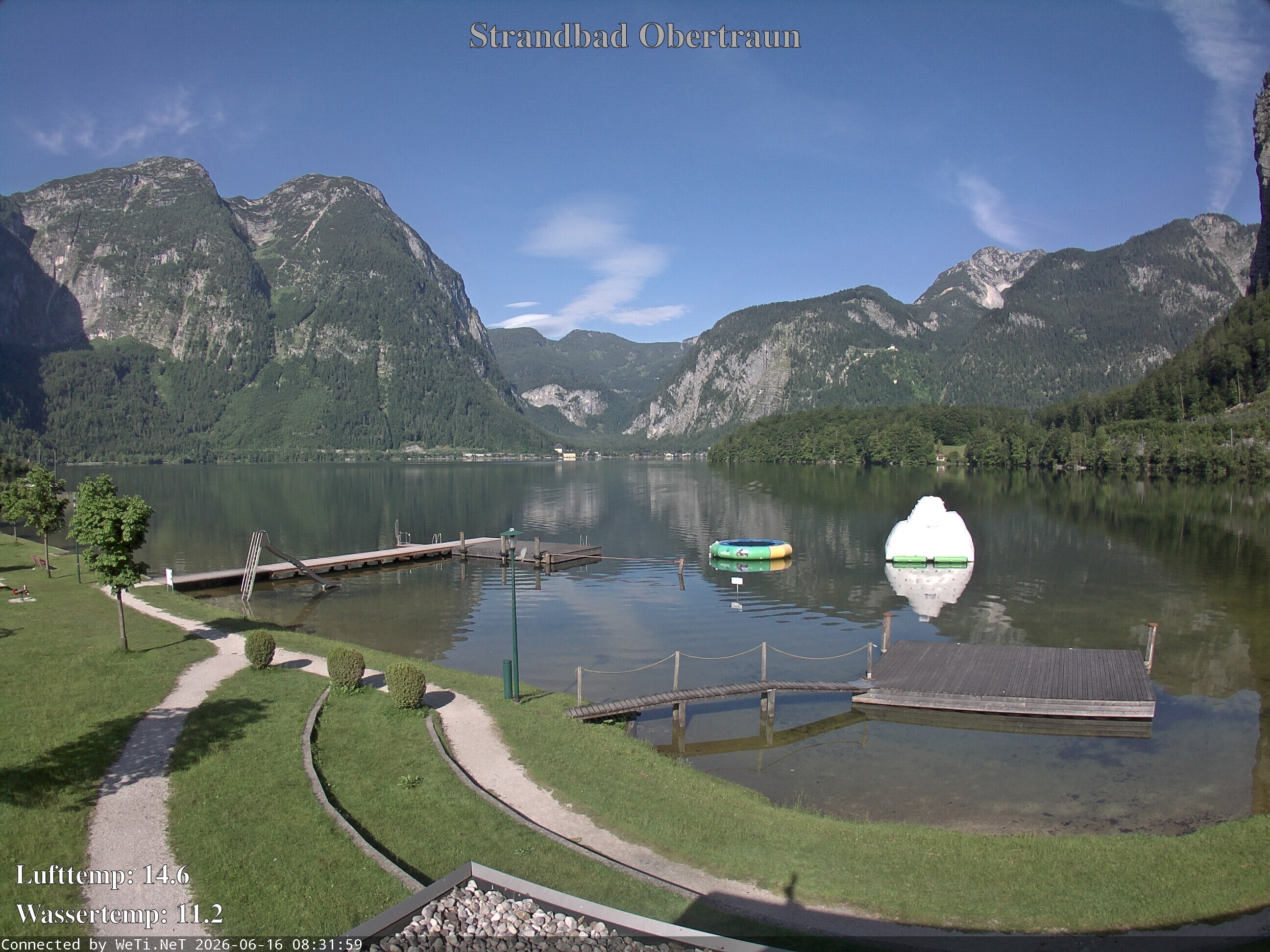 Archiv Foto Webcam Hallstätter See: Strandbad Obertraun
