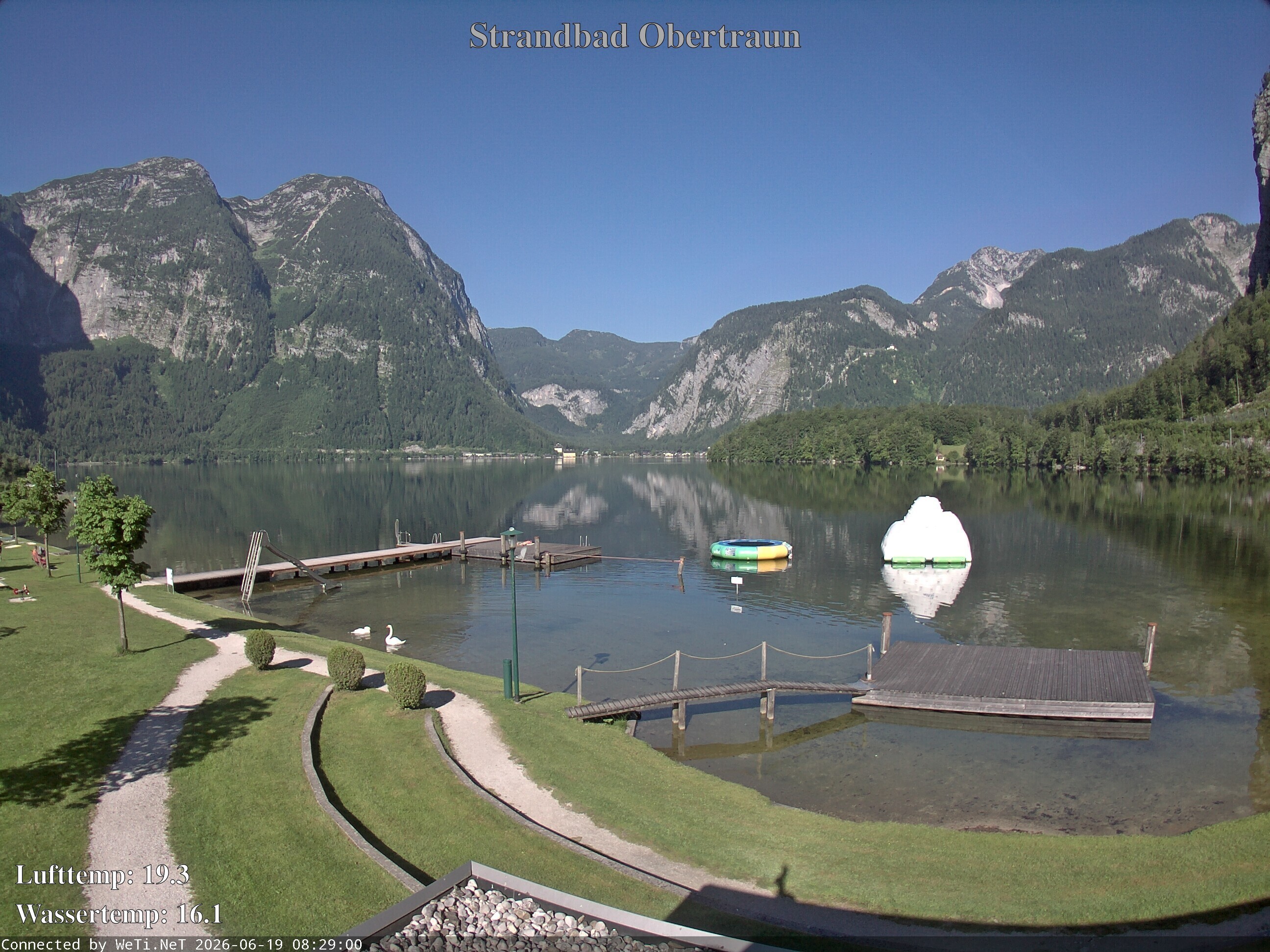 Archiv Foto Webcam Hallstätter See: Strandbad Obertraun