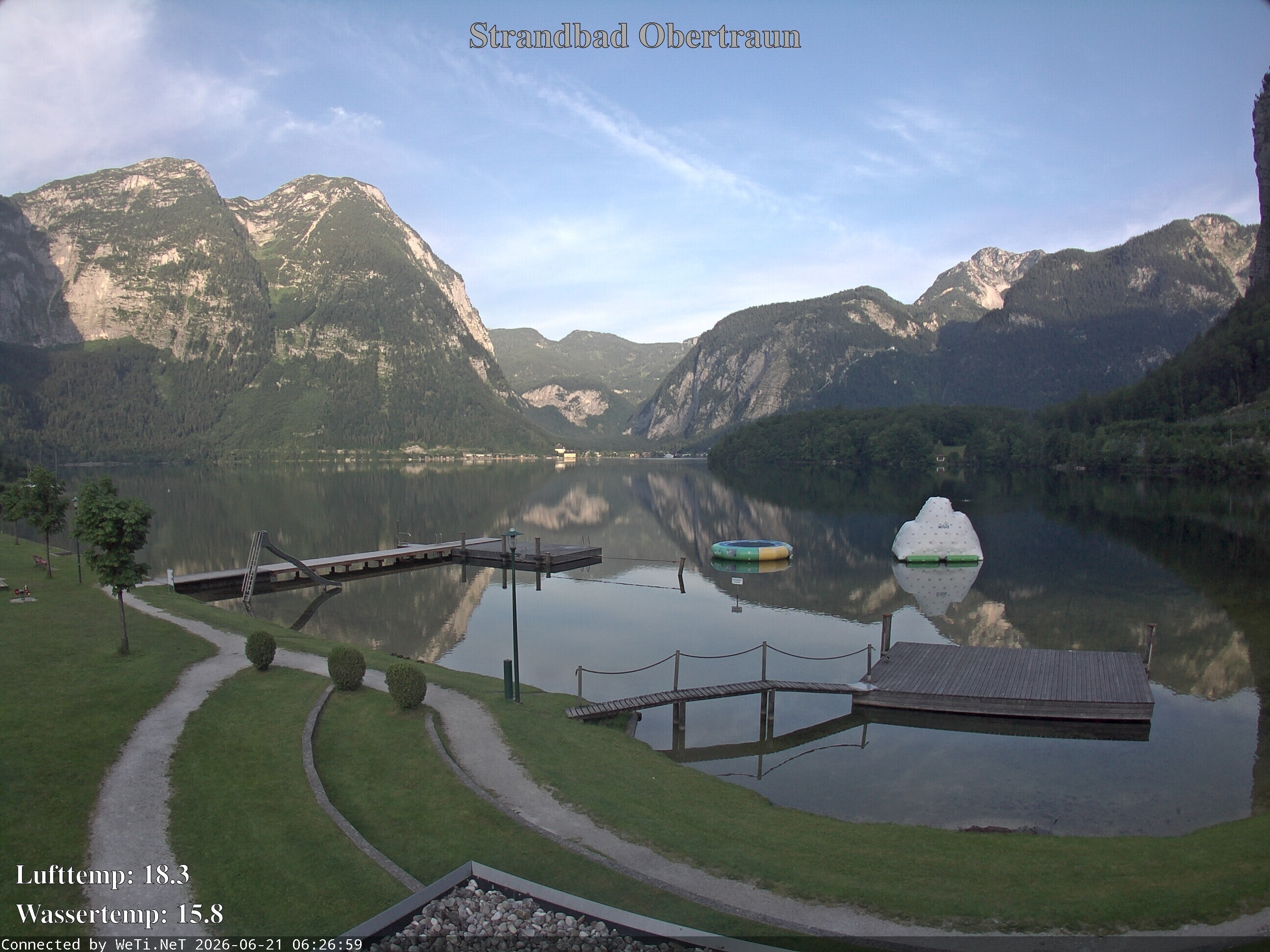 Archiv Foto Webcam Hallstätter See: Strandbad Obertraun