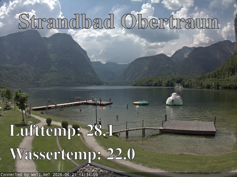 Archiv Foto Webcam Hallstätter See: Strandbad Obertraun