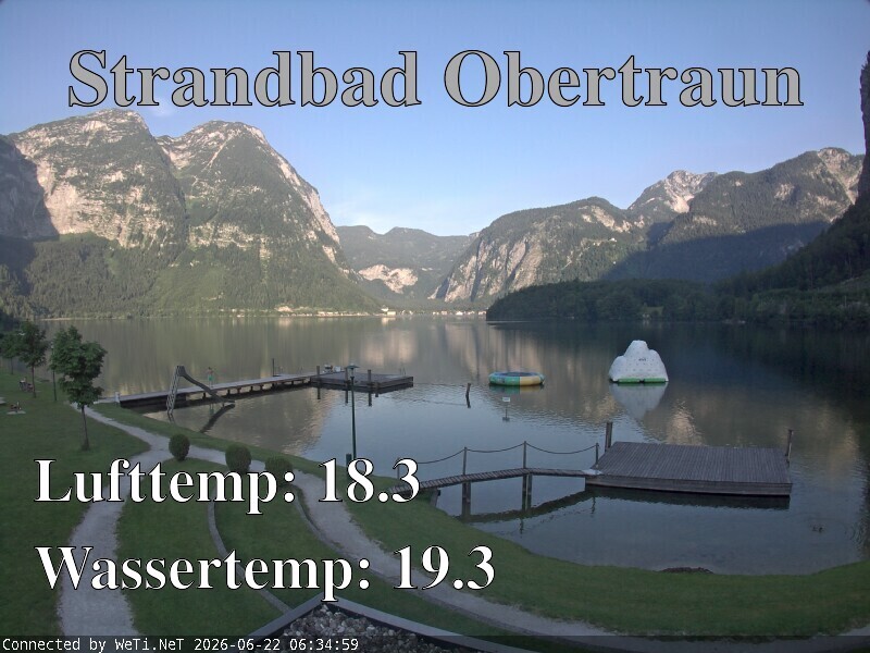 Archiv Foto Webcam Hallstätter See: Strandbad Obertraun
