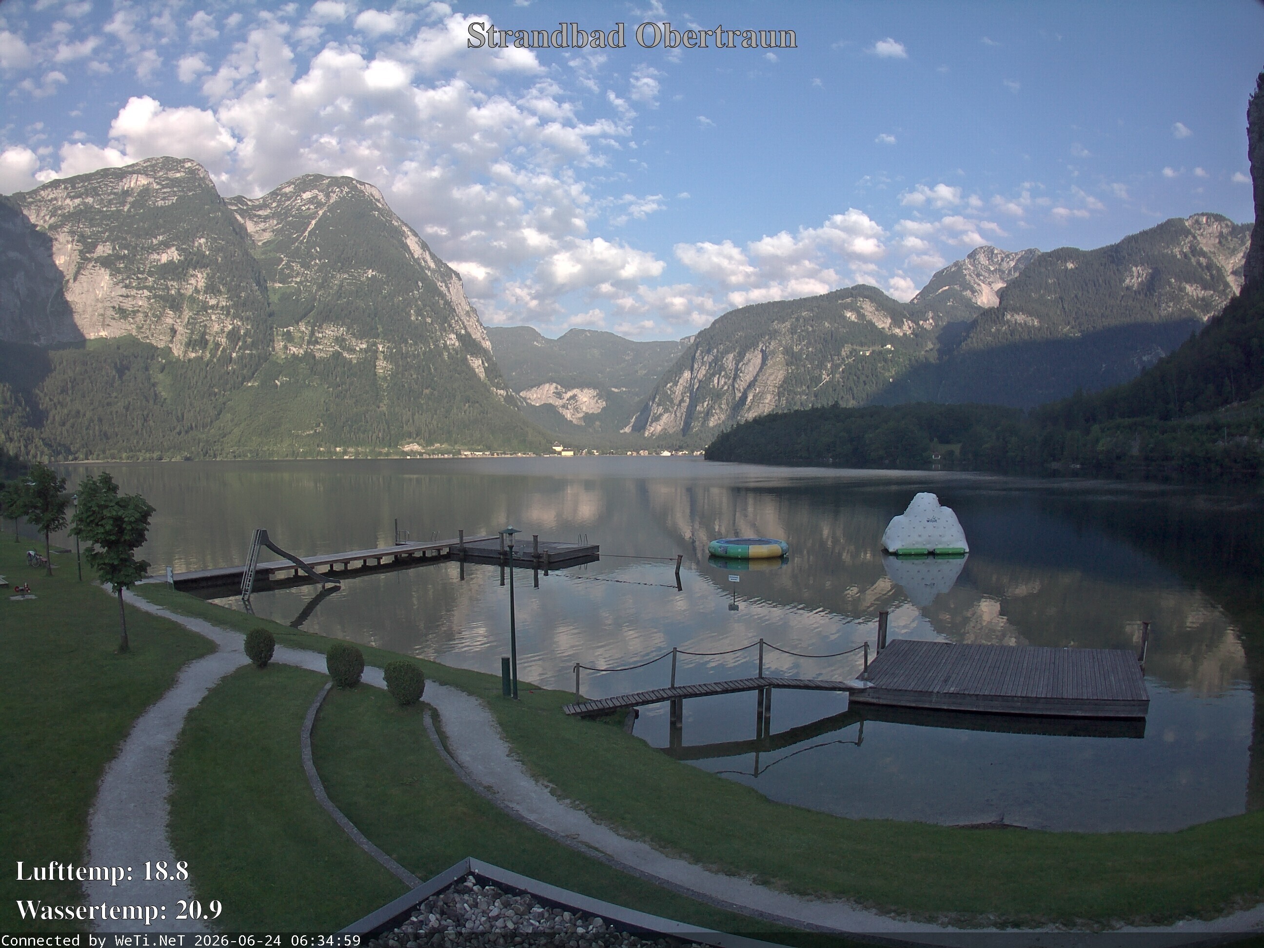 Archiv Foto Webcam Hallstätter See: Strandbad Obertraun