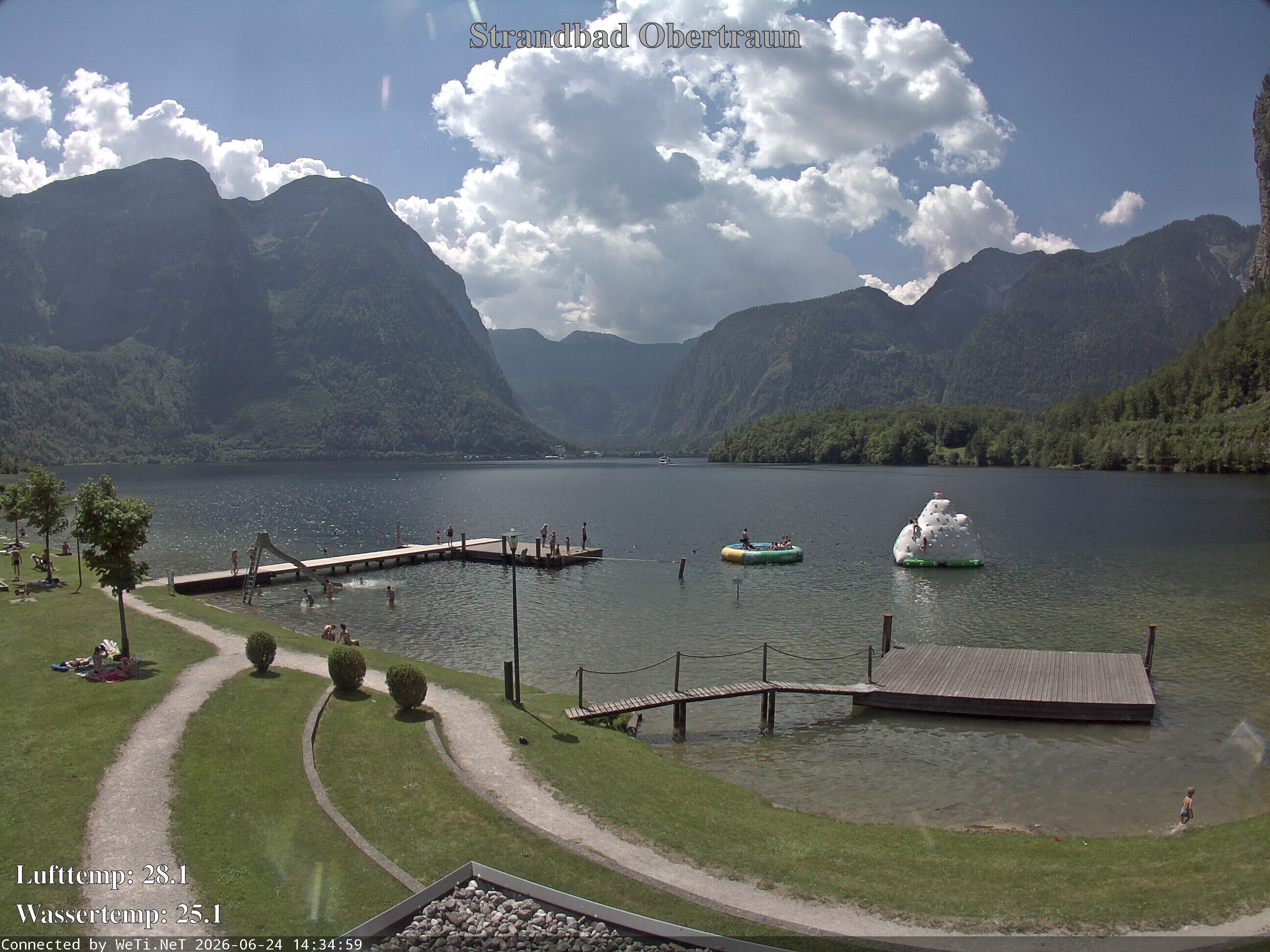 Archiv Foto Webcam Hallstätter See: Strandbad Obertraun