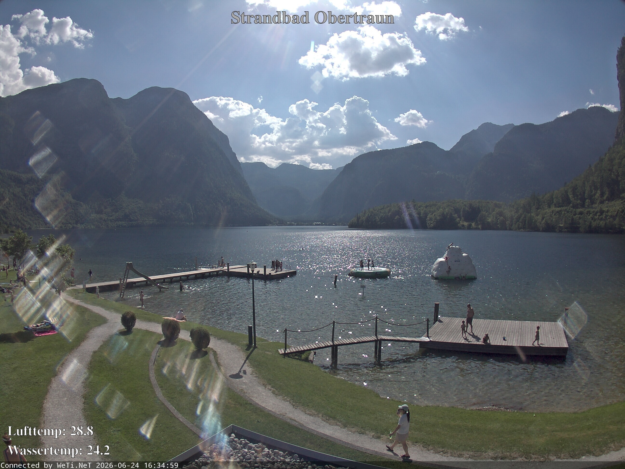 Archiv Foto Webcam Hallstätter See: Strandbad Obertraun