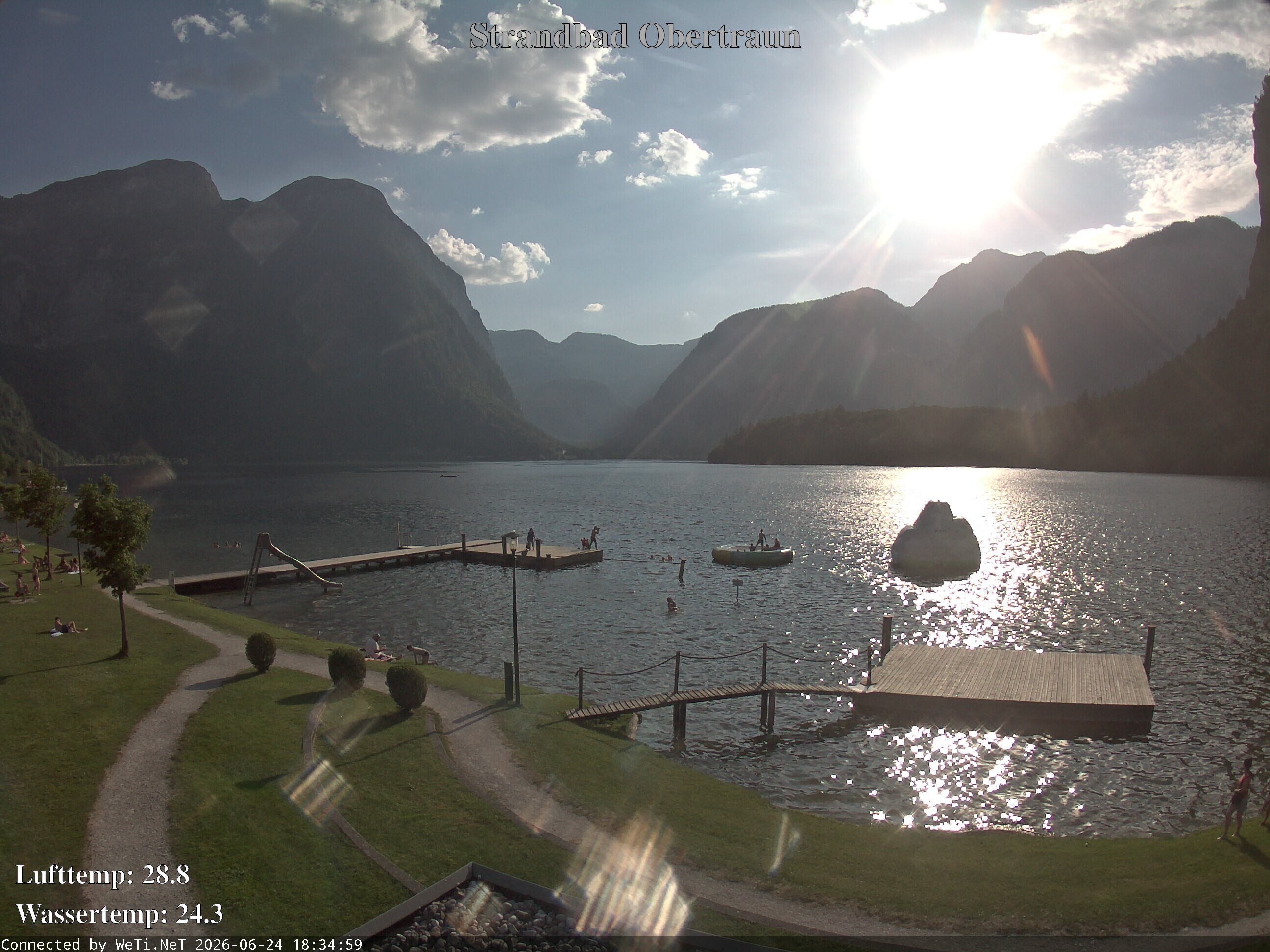 Archiv Foto Webcam Hallstätter See: Strandbad Obertraun