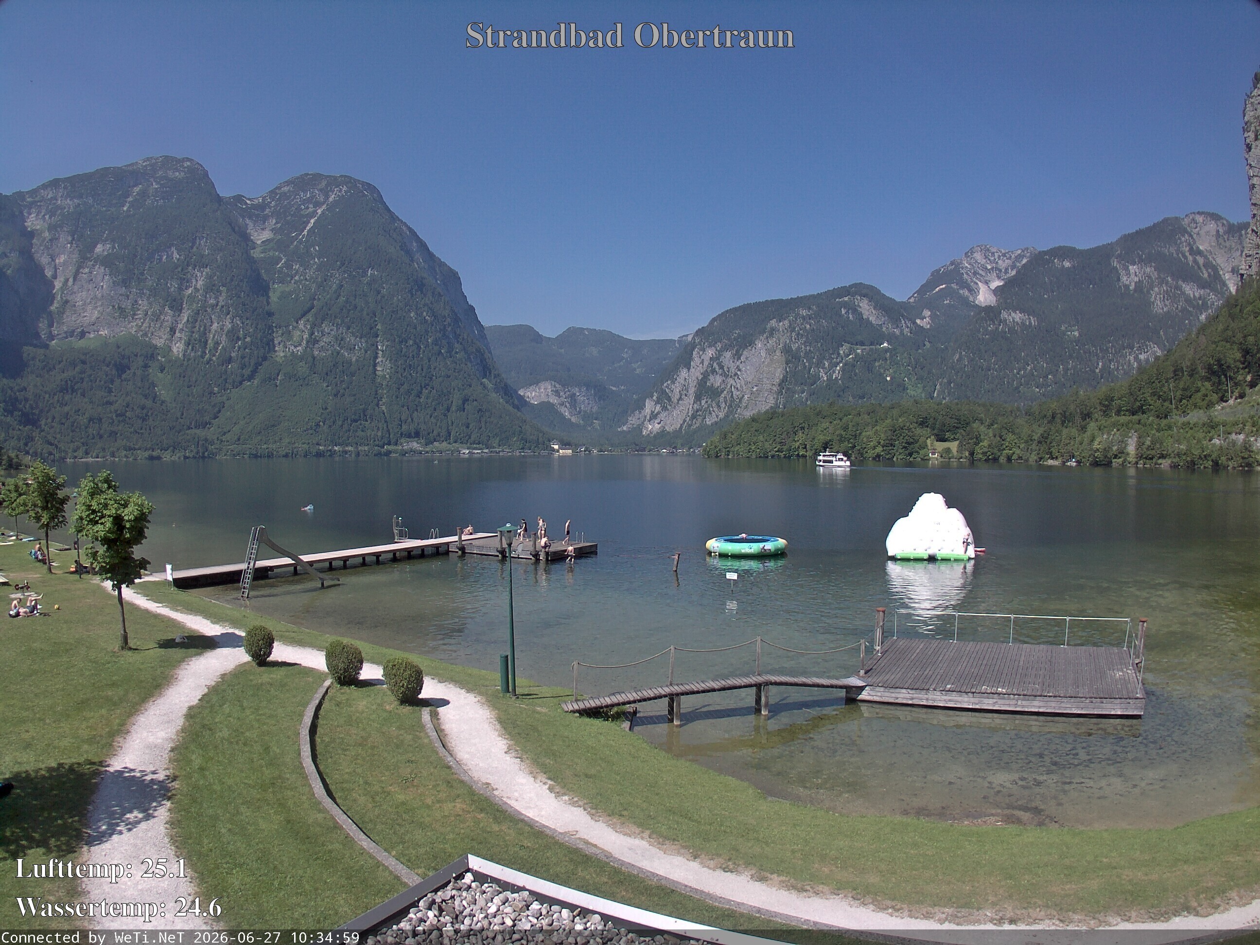 Archiv Foto Webcam Hallstätter See: Strandbad Obertraun