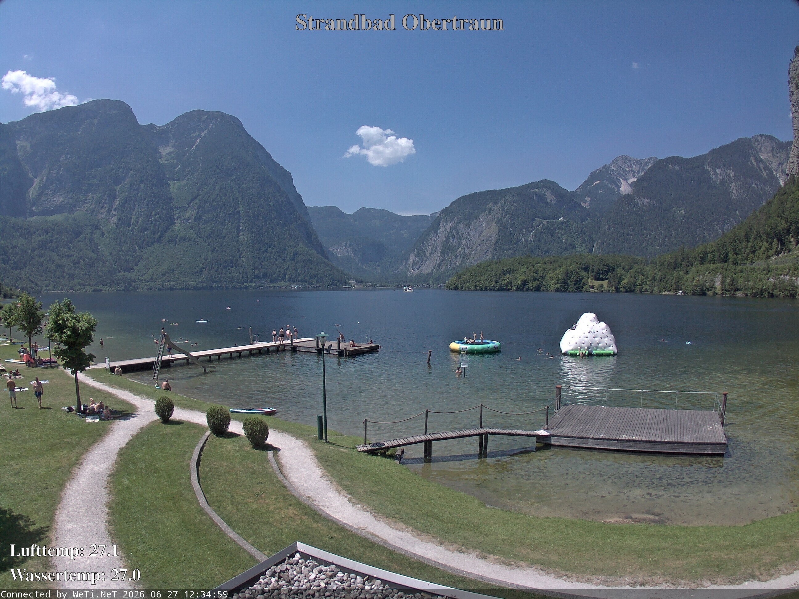 Archiv Foto Webcam Hallstätter See: Strandbad Obertraun
