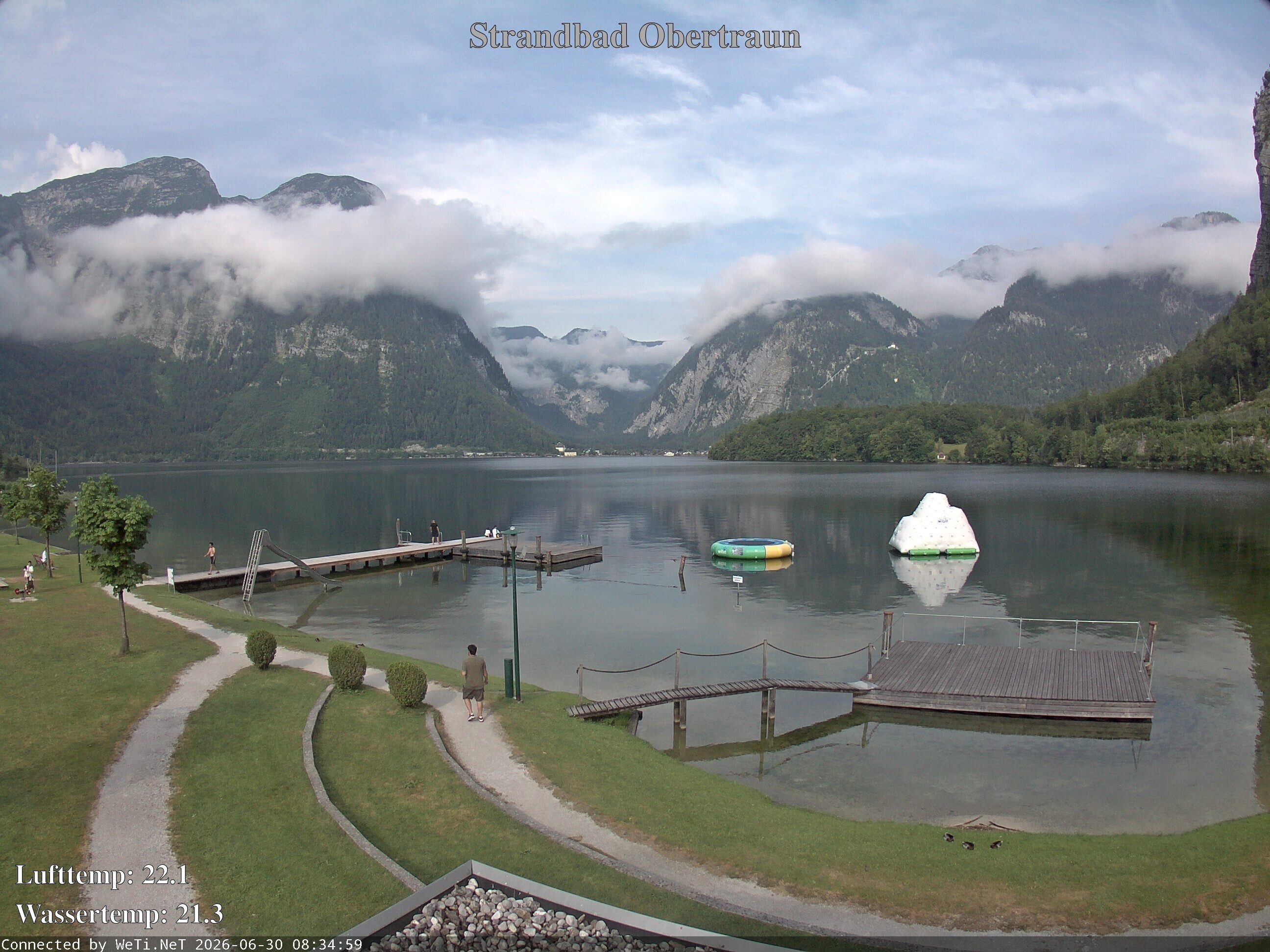 Archiv Foto Webcam Hallstätter See: Strandbad Obertraun