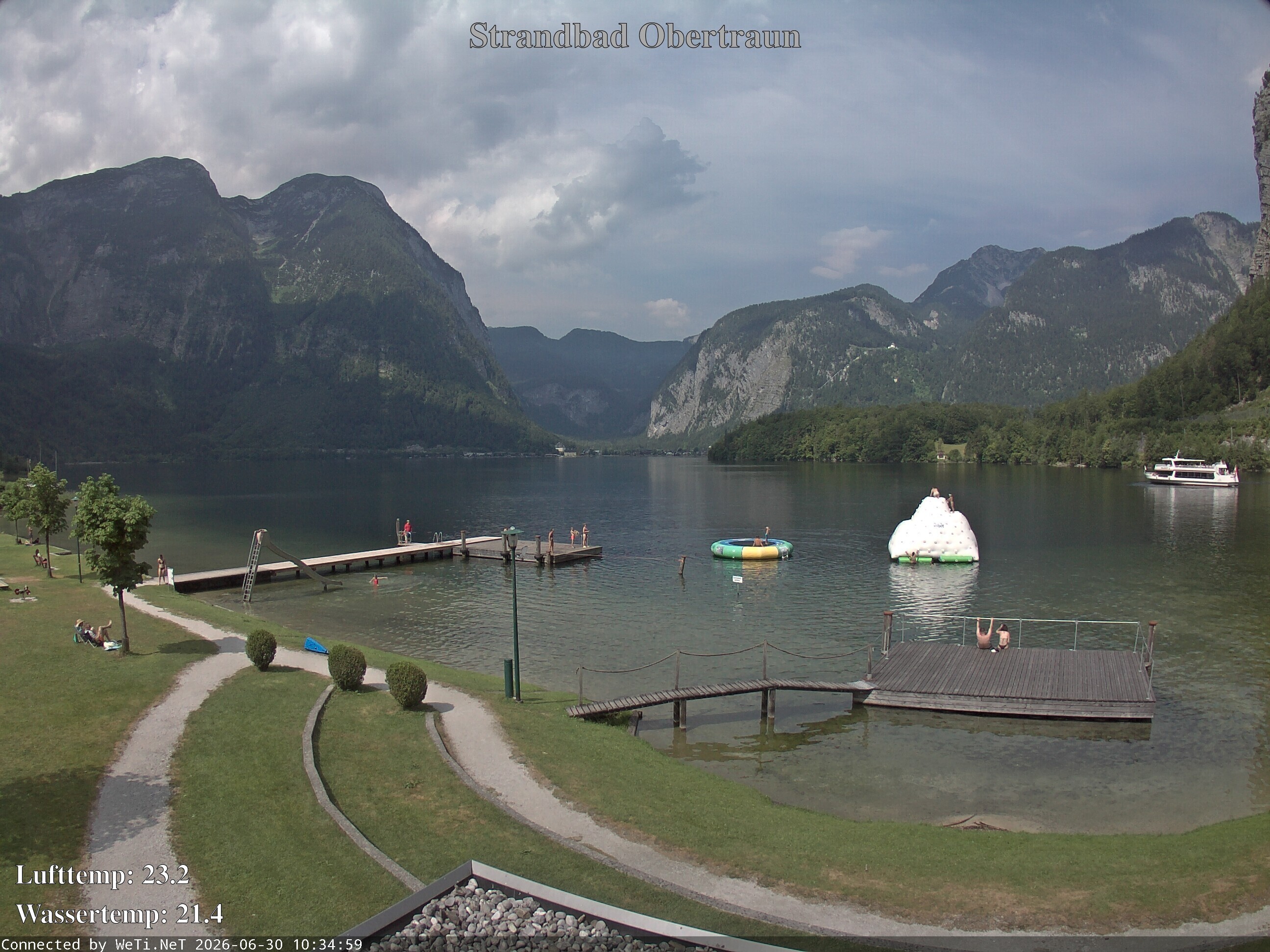 Archiv Foto Webcam Hallstätter See: Strandbad Obertraun