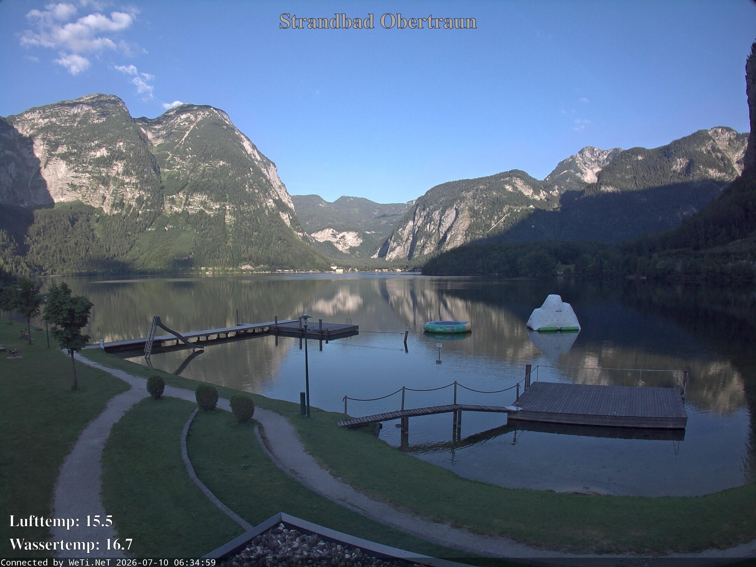 Archiv Foto Webcam Hallstätter See: Strandbad Obertraun