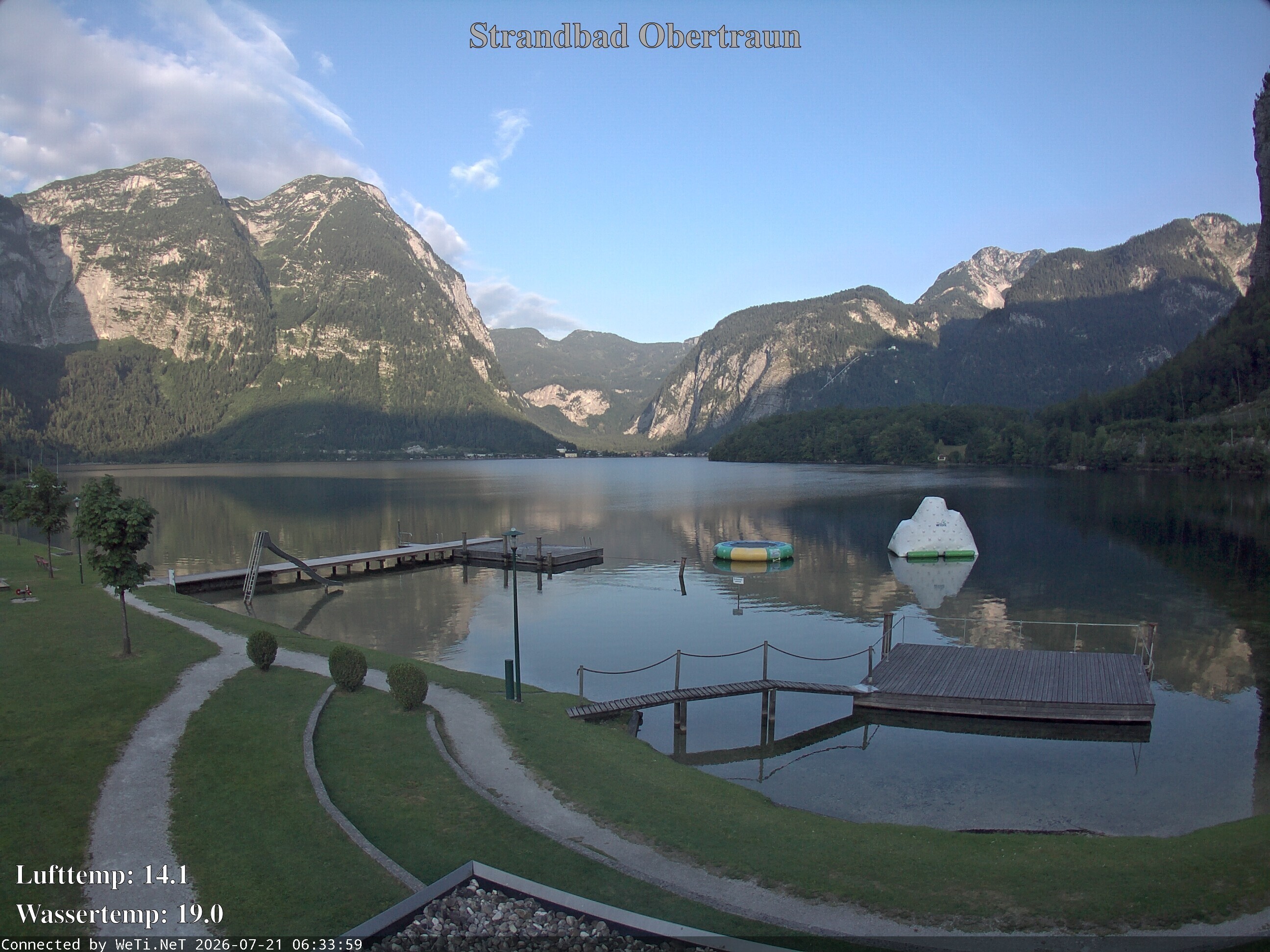 Archiv Foto Webcam Hallstätter See: Strandbad Obertraun