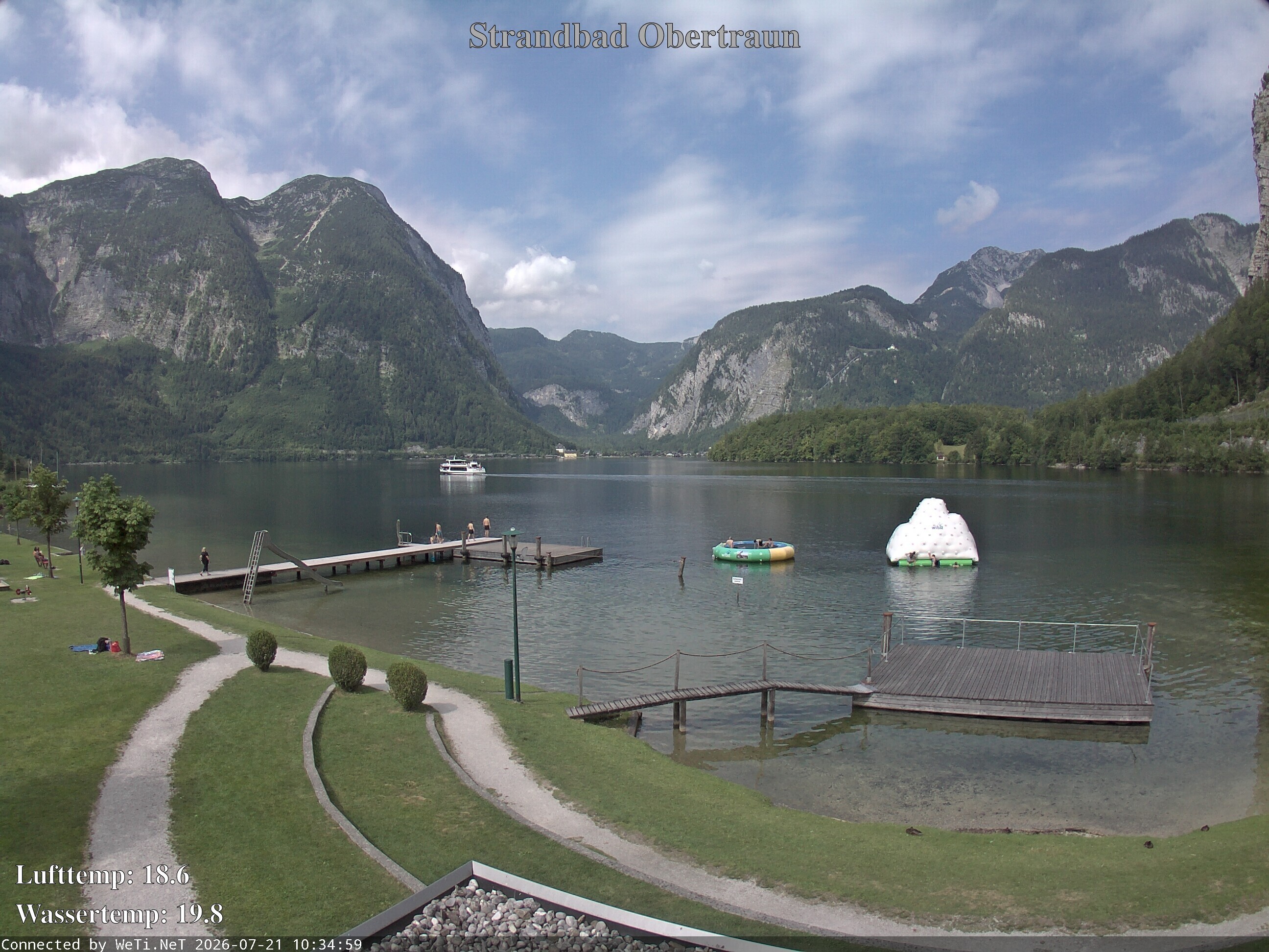 Archiv Foto Webcam Hallstätter See: Strandbad Obertraun