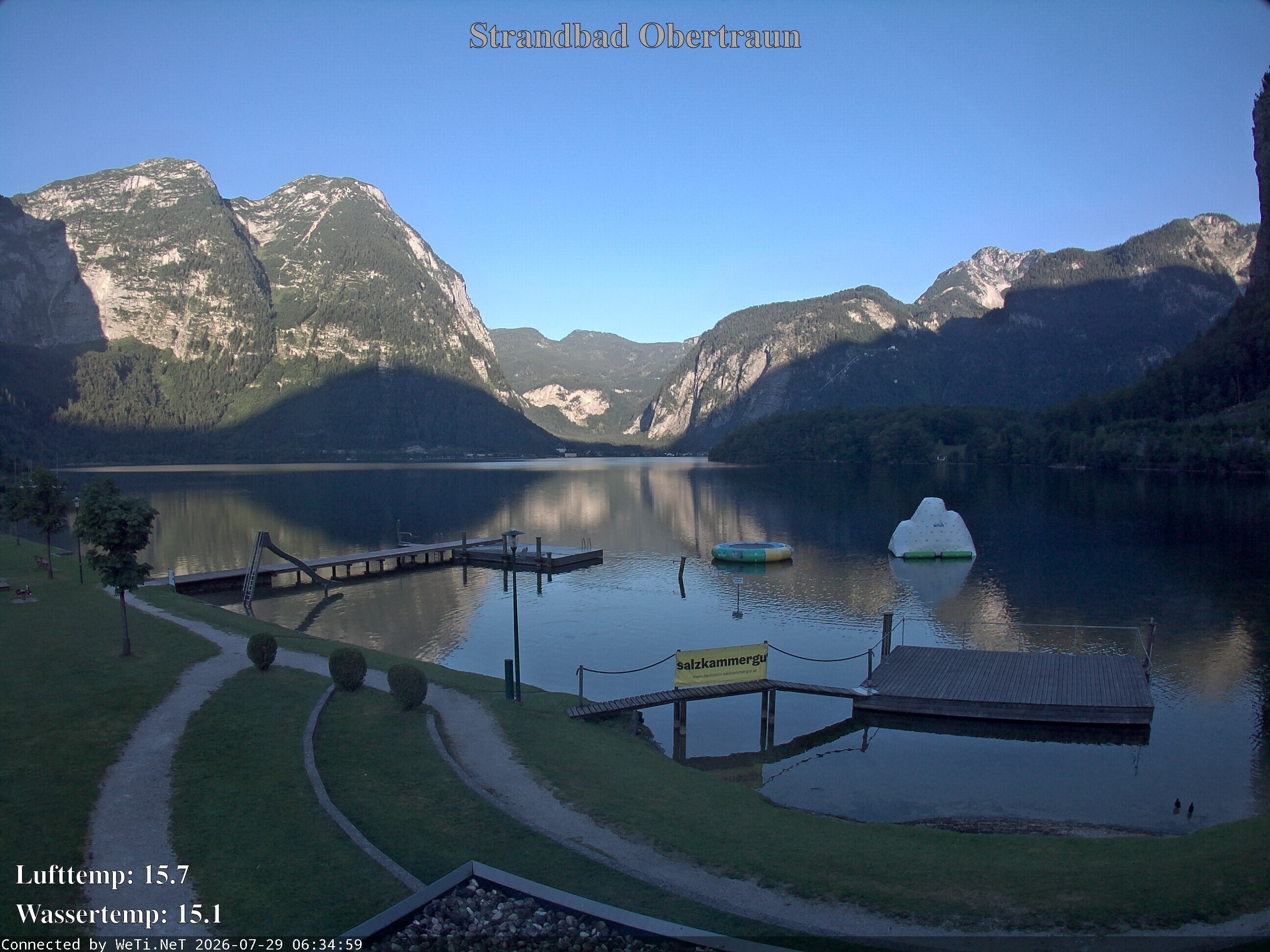 Archiv Foto Webcam Hallstätter See: Strandbad Obertraun